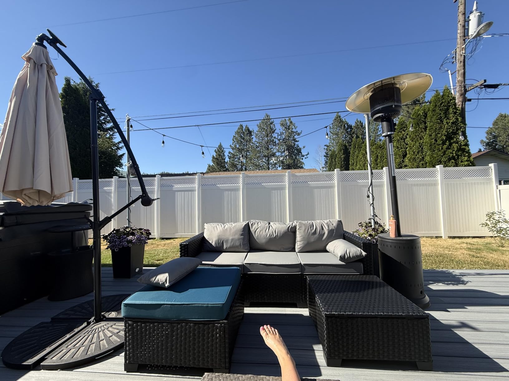 Rattaner Outdoor Furniture Set 3 Pieces Wicker Patio Furniture Outdoor Sectional Patio Couch Outdoor Coffee Table All-Weather Non-Slip Cushions Waterproof Covers, Peacock Blue customer photo 2