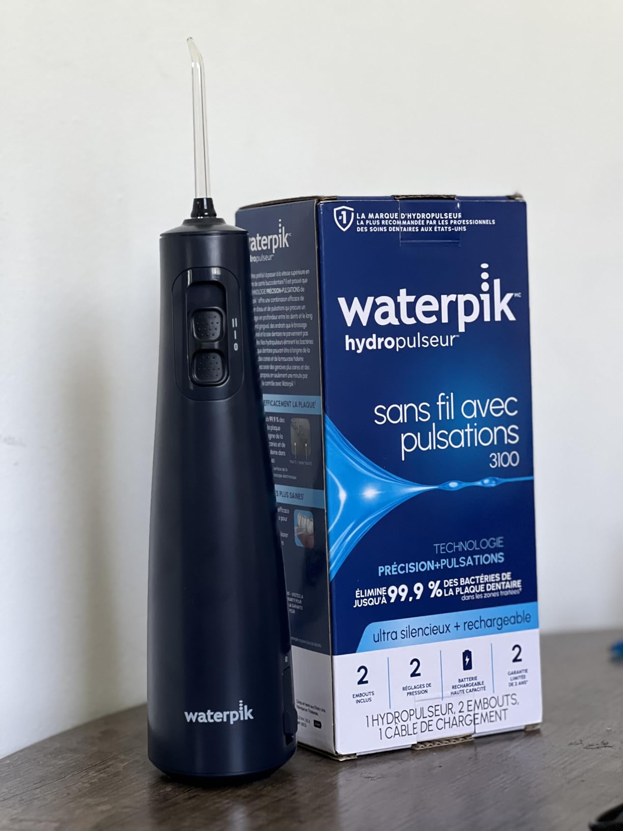 Waterpik Cordless Pulse 3100 Portable Water Flosser, Rechargeable, Blue | 2 Settings, 1 Precision Tip & 1 Tongue Cleaner Tip for Fresh Breath, Travel, Shower Use, ADA Accepted, WF-20 Amazon Exclusive customer photo 1