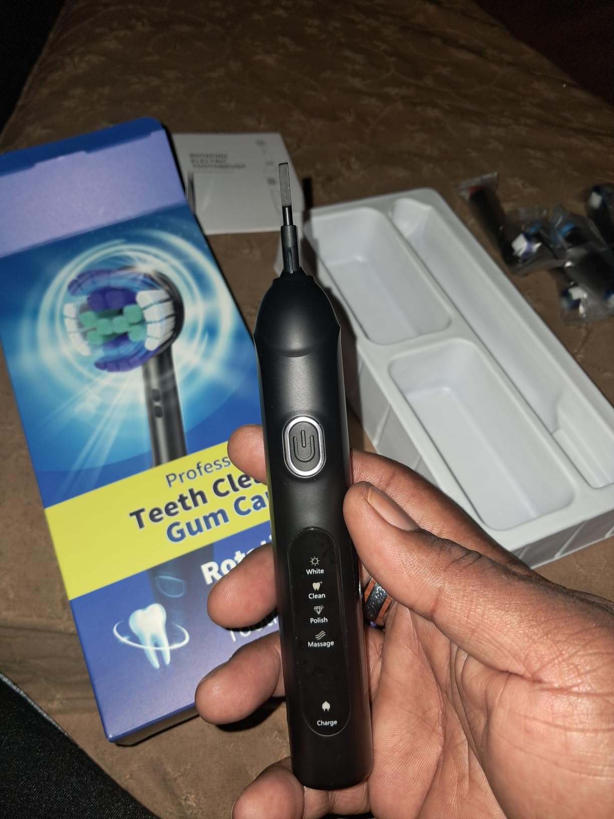 Rotating Electric Toothbrush for Adults, 8 Heads 2 Types, 4 Modes, Black customer photo 1