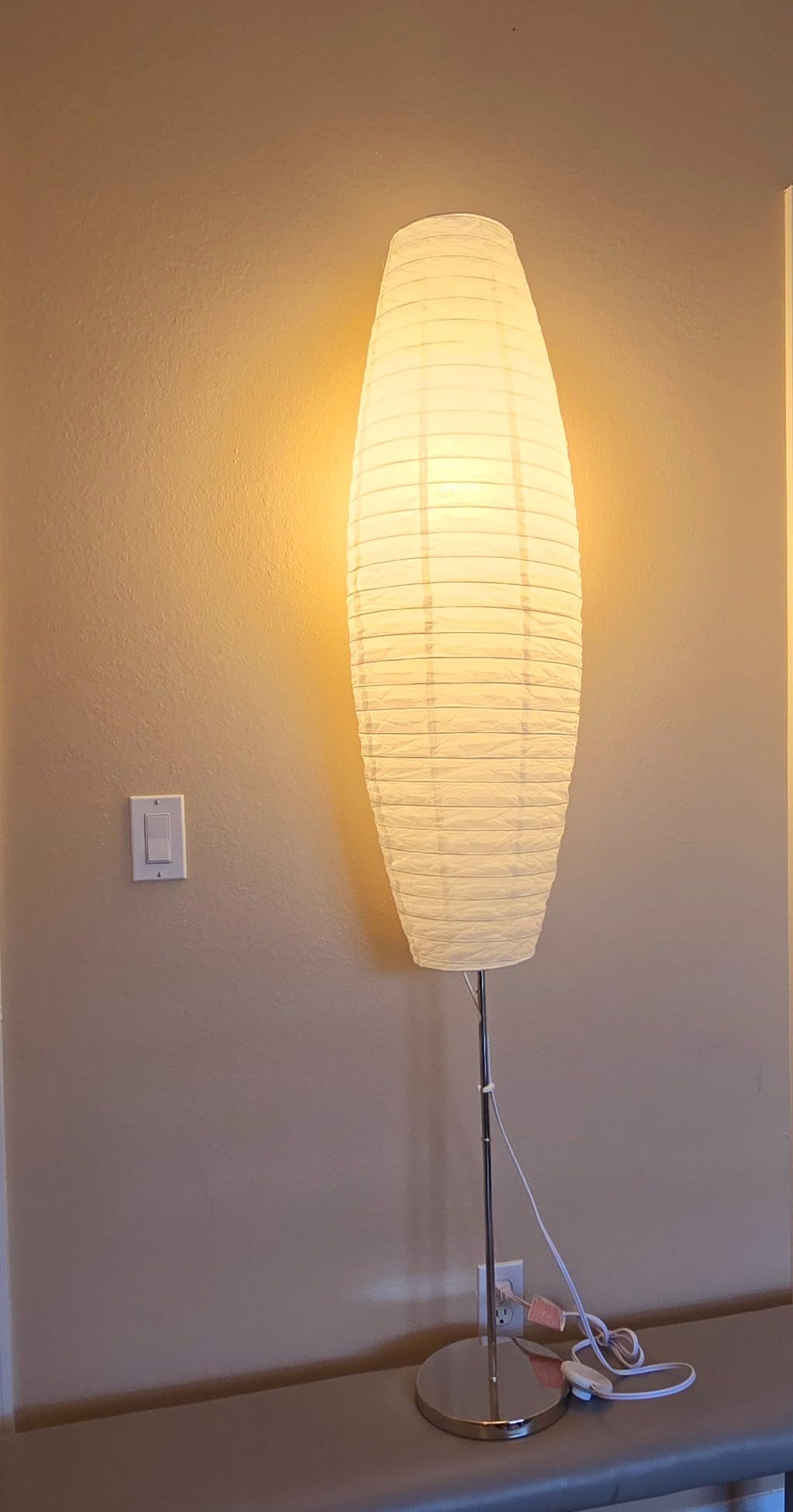 Japanese Floor Lamp with Rice Paper Shade - Corner Lamp for Bedroom, Office & Living Room - Beige (Square) customer photo 1