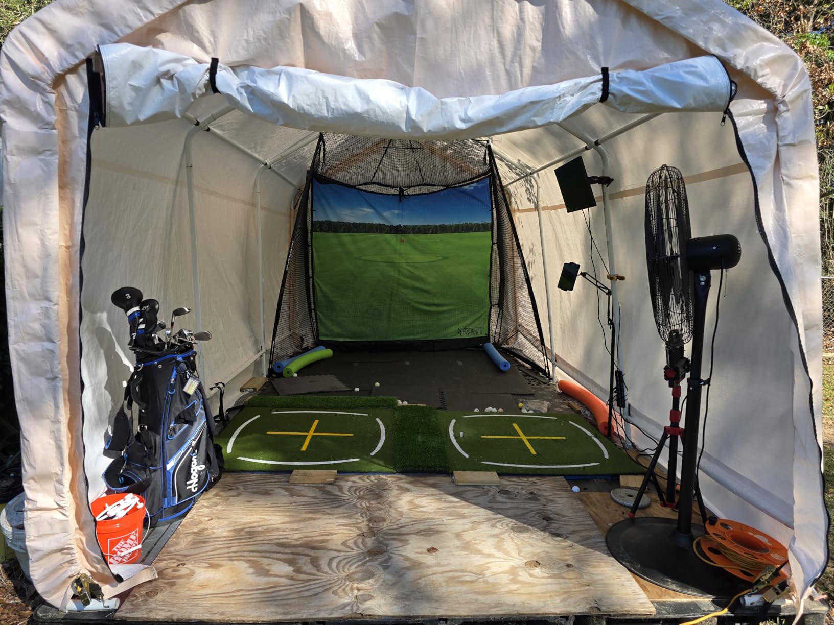 GoSports Range Cage 10 ft x 8 ft Golf Net Cage – Indoor & Outdoor Golf Practice Net for Full Swing Training and Home Golf Simulator Setups customer photo 1