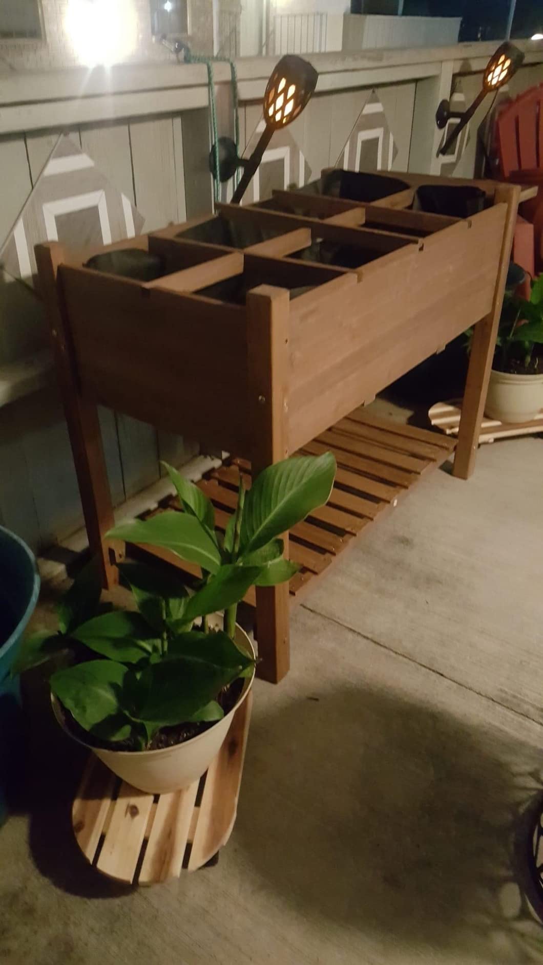 Yaheetech Herb Garden Planter Outdoor Wood Standing Garden Bed,Light Brown customer photo 2