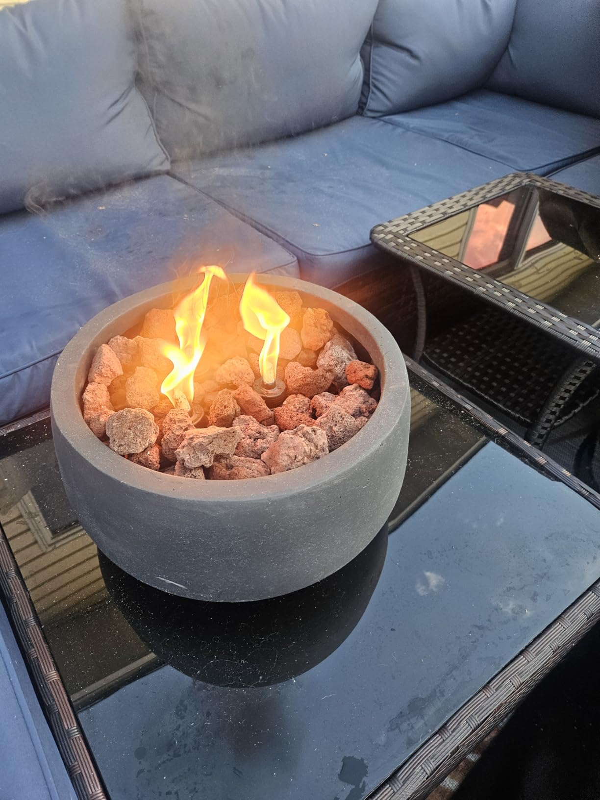 Kante Accent Round Bowl Weathered Concrete Planter 16