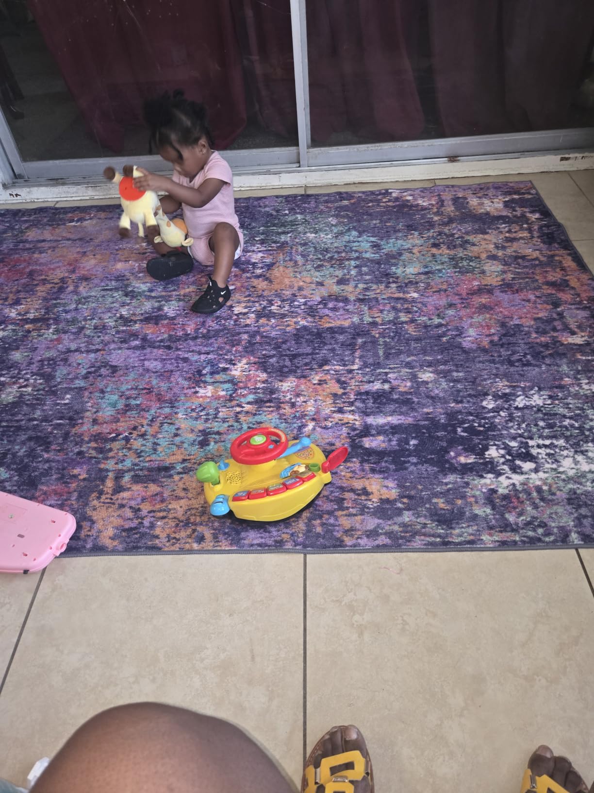 RELEANY Washable 5'x7' Abstract Area Rug for Living Room Blue Gray | Carpet for Bedroom, Kitchen, Office, Hallway and Entryway, Printed Pattern, Non-Slip, Soft, Stain-Resistant, Easy to Clean customer photo 2