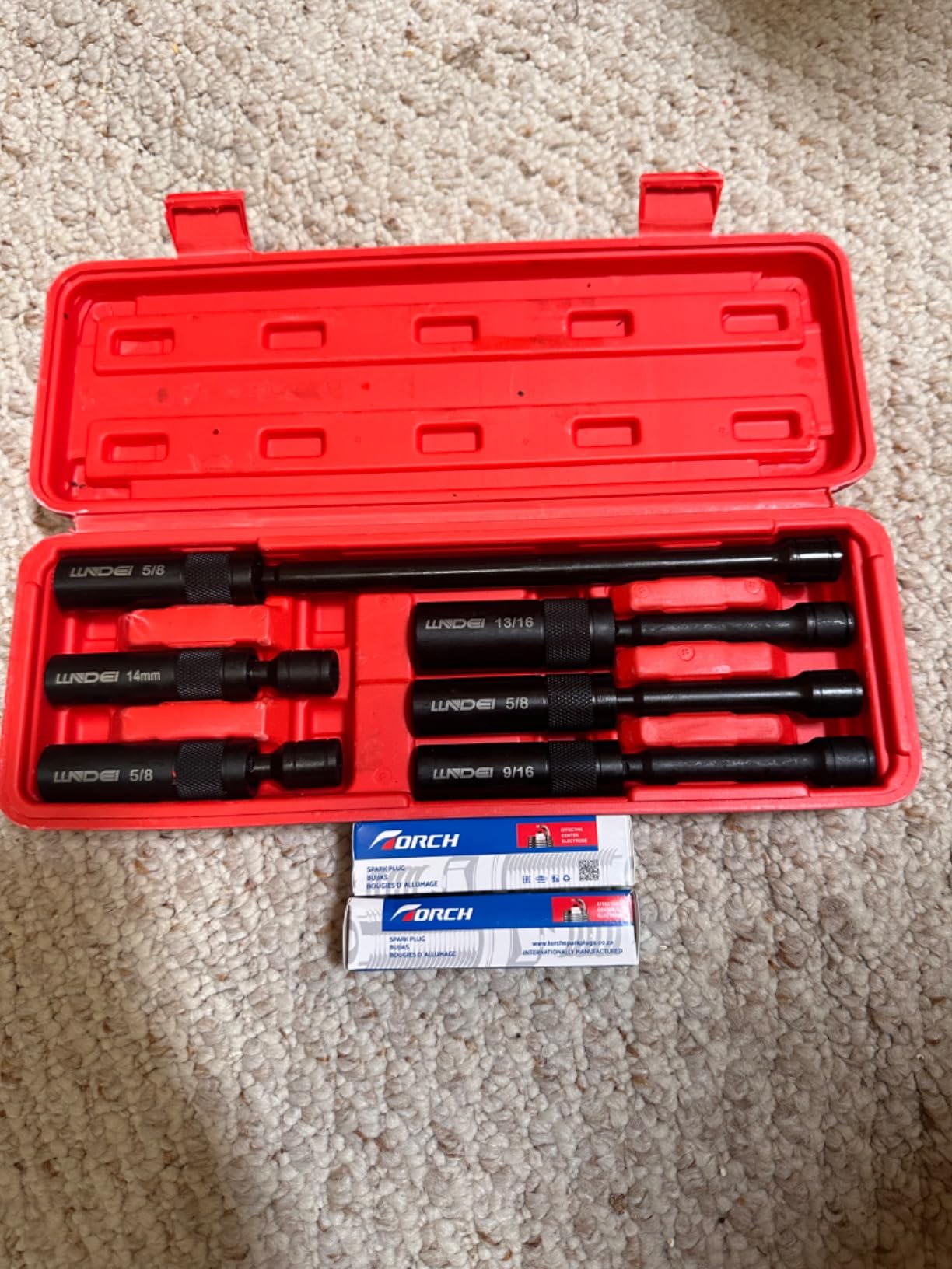 LLNDEI 3/8-Inch Drive Magnetic Swivel Spark Plug Socket Set 6Pcs | 14MM 4-inch, 5/8-inch, 9/16-inch 6-inch,3/16-inch 11-inch, multiple common sizes=