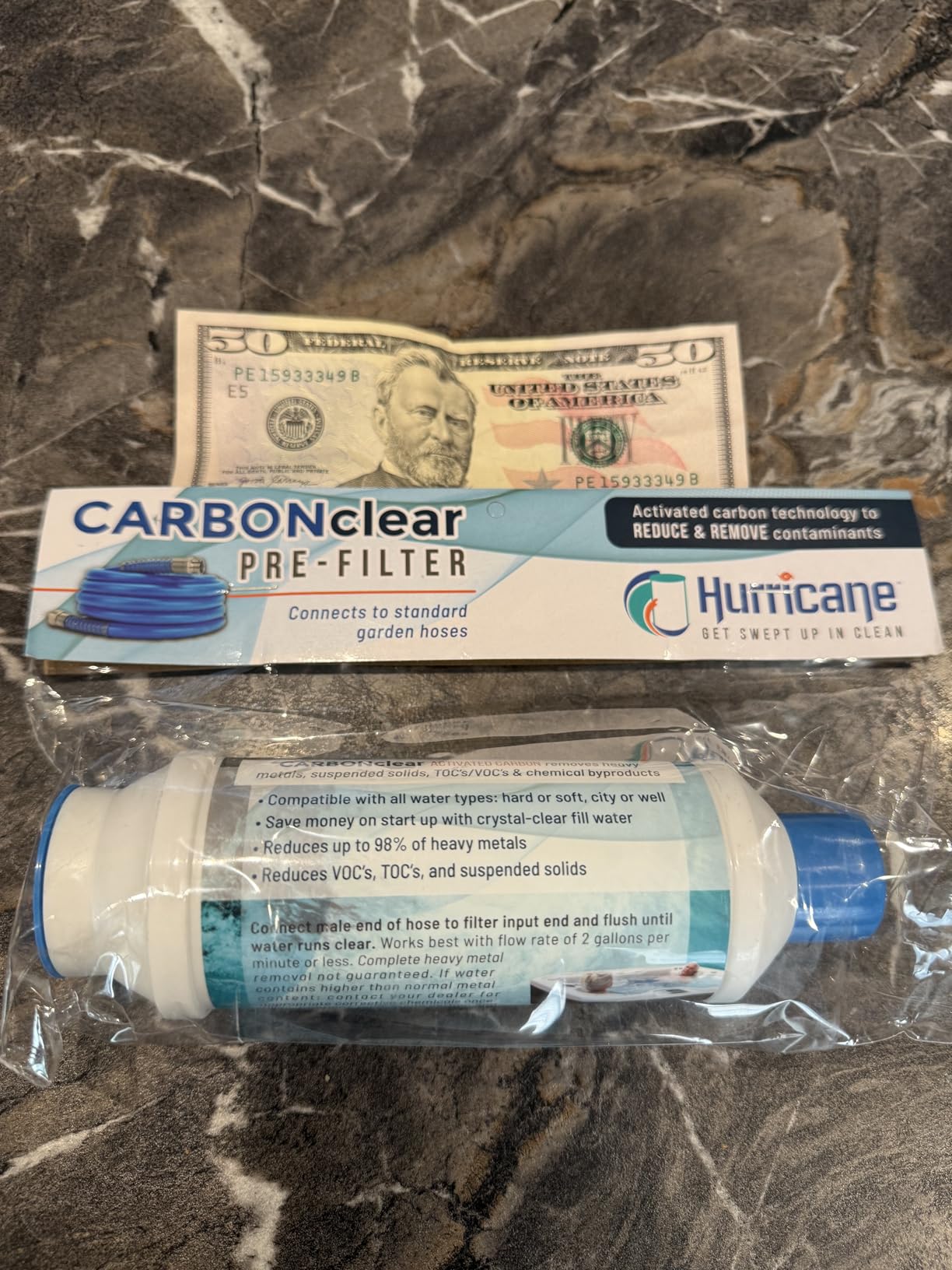Hurricane Filters HF-CAR10000-01 - 10,000 Gallon Pre Filter for Filling Your Hot Tub, Spa & Pool, Pet Bath & More - HF-CAR10000-01 Fits 3/4