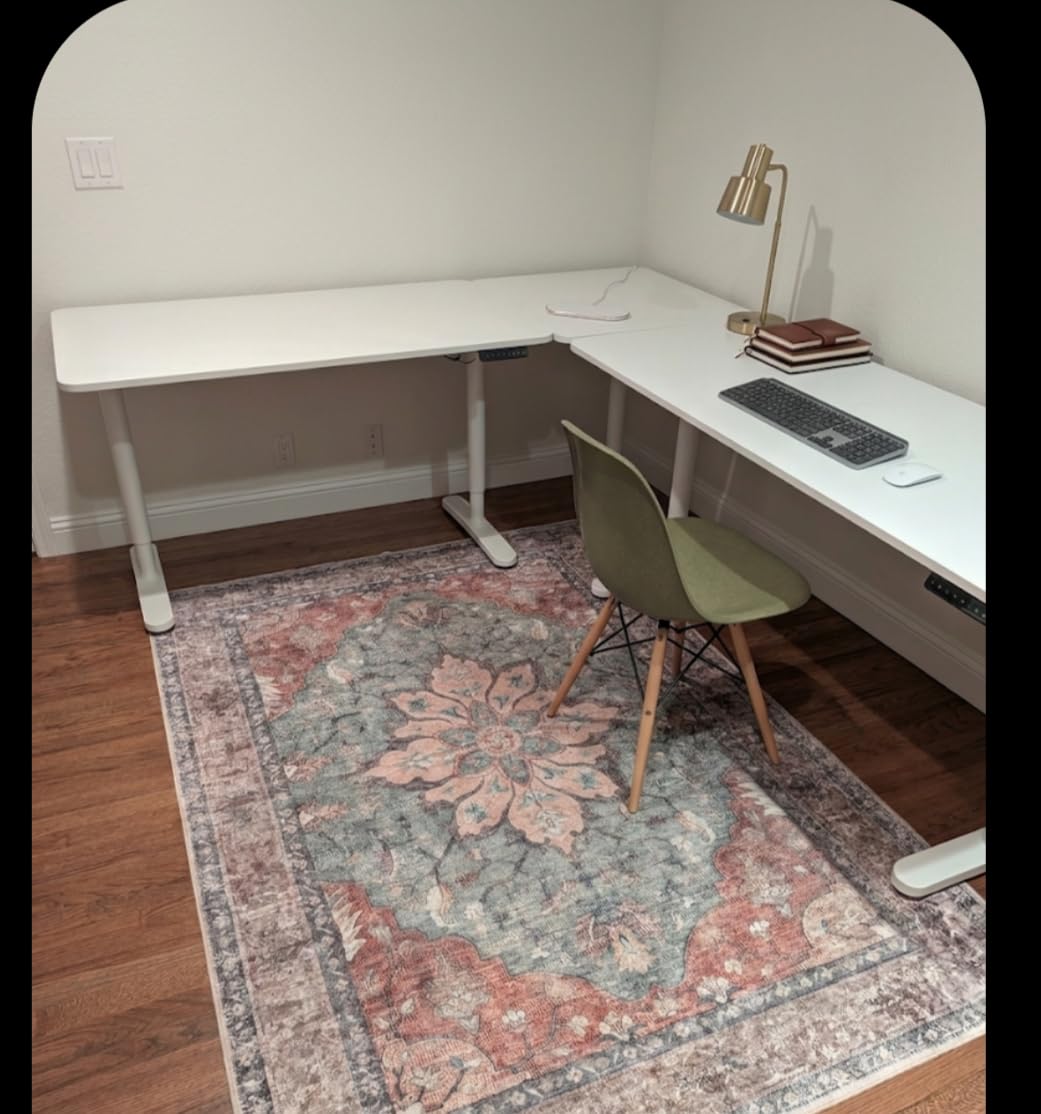 RELEANY Washable Area Rug, 5'x7', Brick/Brown/Green customer photo 2