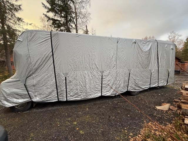 FRUNO Oxford Fabric Class C RV Cover Fits 26'-29' Waterproof Rip-Resistant Anti-UV Motorhome Camper Cover for Winter Snow with 4 Tire Covers and Gutter Covers customer photo 2