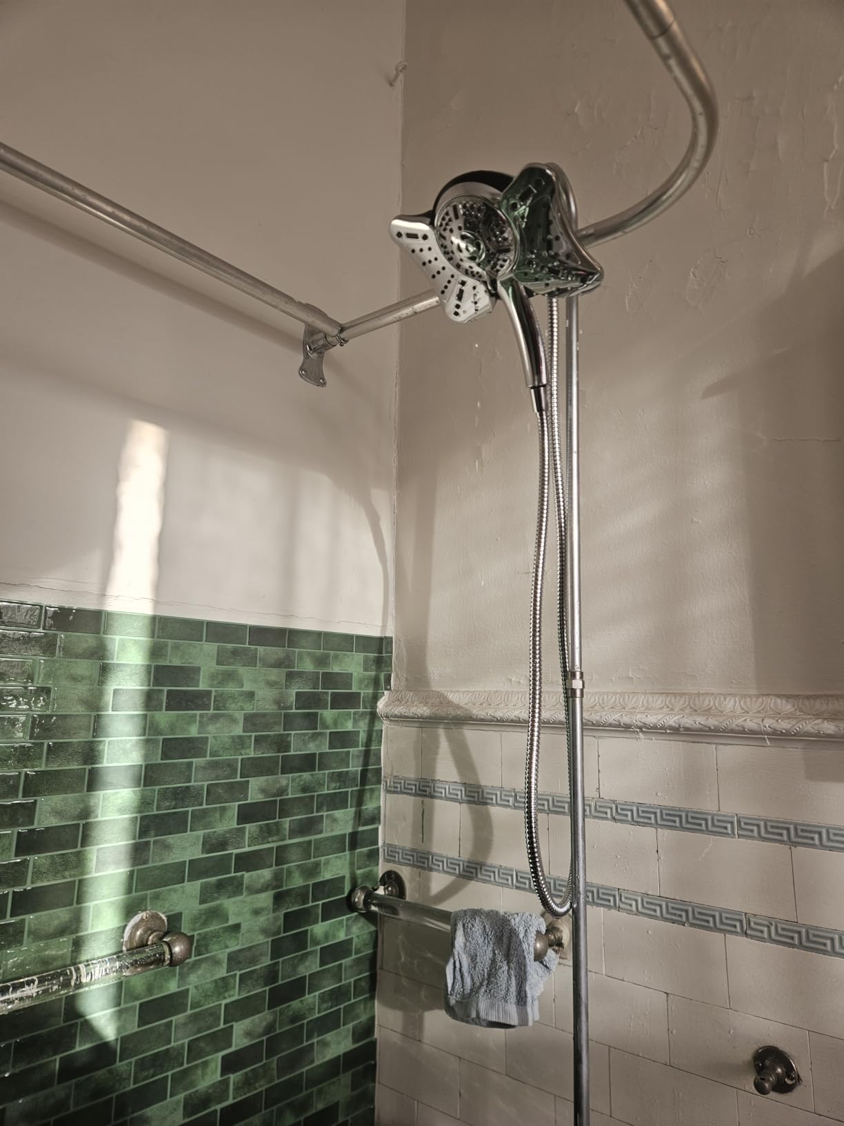 GRICH Shower Head with Handheld Spray - Dual High Pressure Showerhead | Rainfall Shower Heads Combo, Detachable Hand Shower, 9 Spray Settings, 60