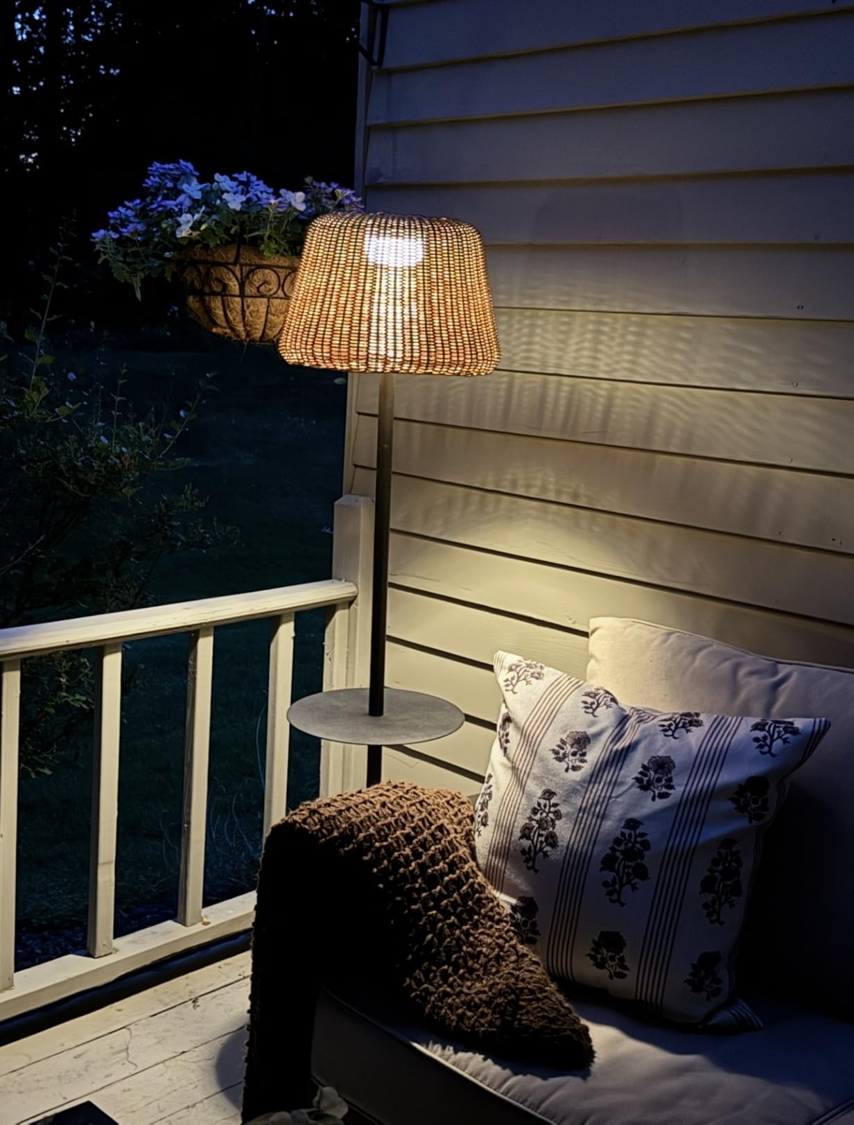 Solar Outdoor Floor Lamp with Table - Cordless Outdoor Floor Lamp - Patio, Porch, Garden - Rattan Wicker Lights for Outside - Waterproof, Rechargeable, Weatherproof customer photo 2