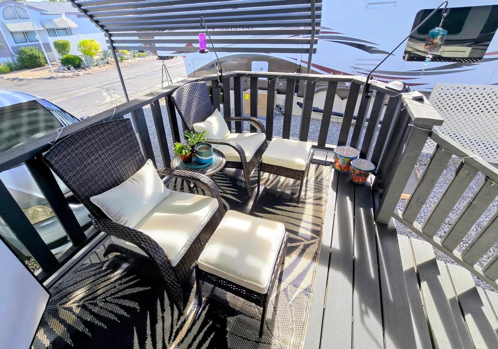 Outsunny Patio Wicker Adirondack Chair with Ottoman High-Back Cream White | Outdoor Fire Pit Chair, Cushions, Large Seat & Armrests, for Deck, Garden & Backyard customer photo 2