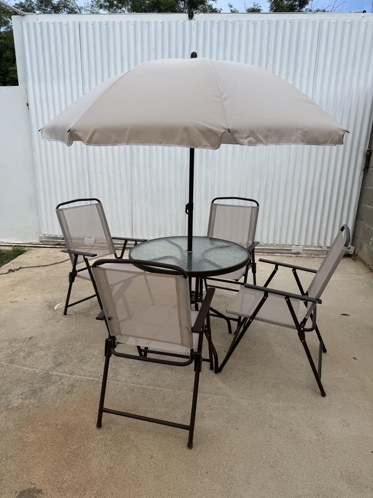 Outsunny 6 Piece Outdoor Patio Dining Set for 4 with Umbrella Gray customer photo 2