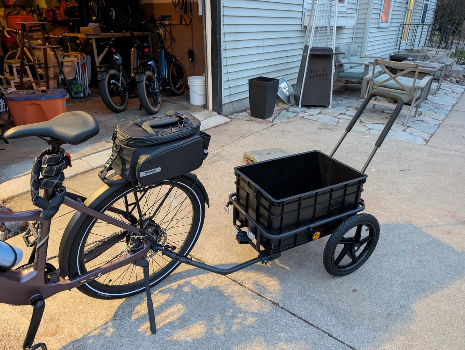 Xspec 2-in-1 Bike Cargo Trailer Pushcart, Bicycle Trailer with Removable Box and Waterproof Cover, Black, Pushcart Stroller with Tow Hitch and Removable Handlebar customer photo 1