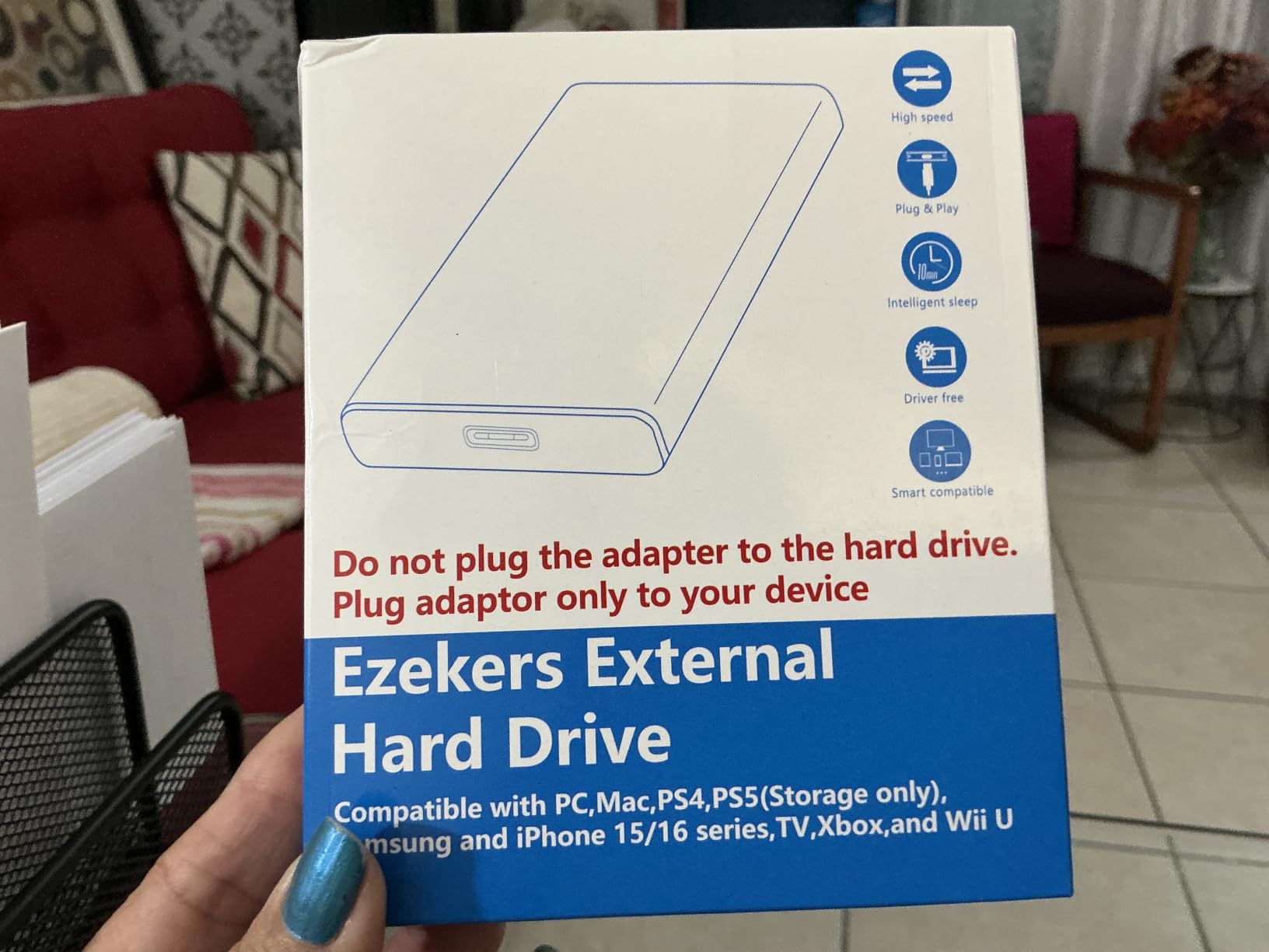 Ezekers Portable 500GB External Hard Drive - USB 3.0 & USB C for PC, Mac, PS5 (Storage Only), PS4, Phone (Android and iPhone 15/16/17) & Xbox - Ultra Fast customer photo 1