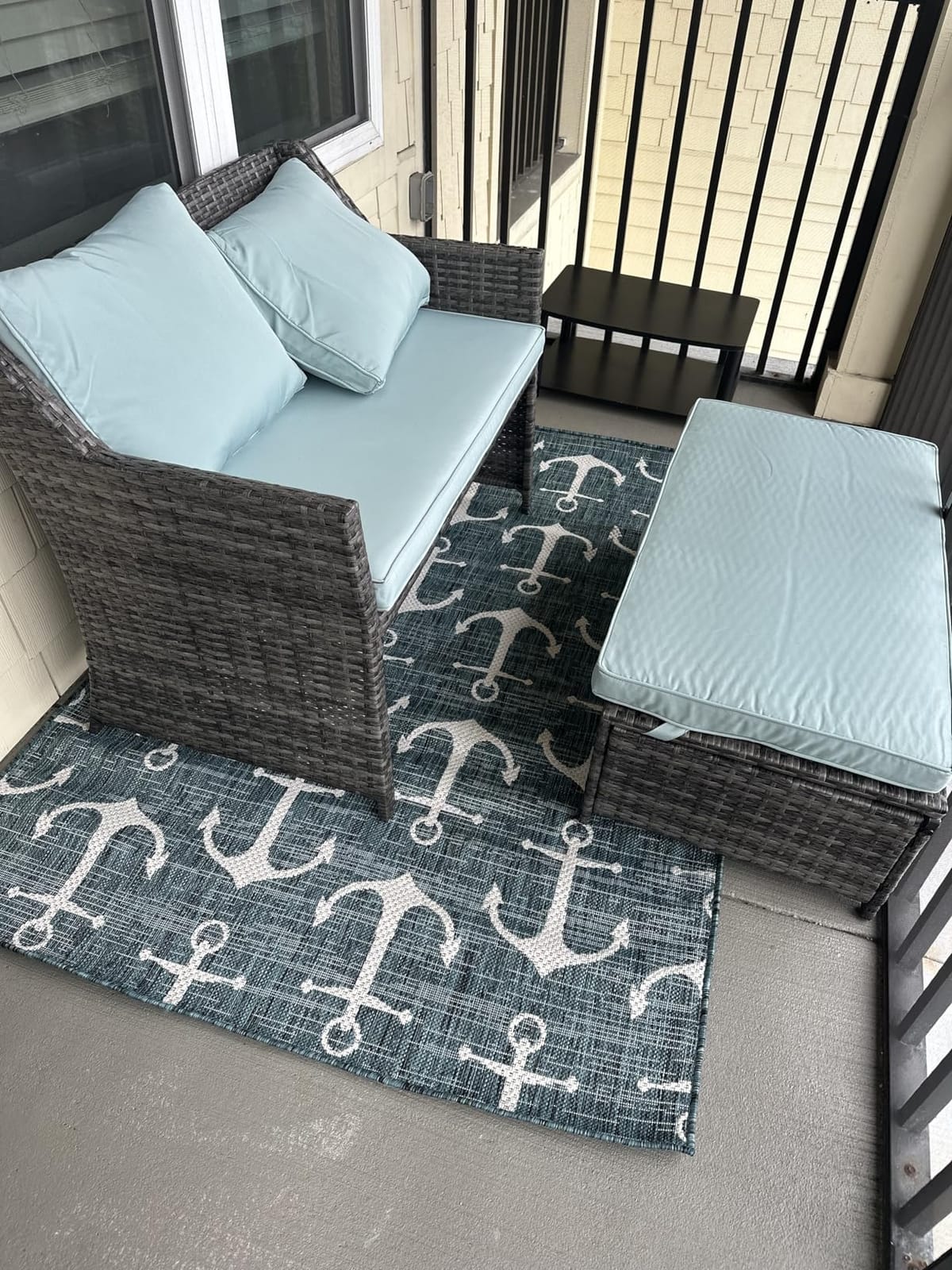 OC Orange-Casual Wicker Outdoor Loveseat w/Storage Ottoman, 2 Pcs, Green | 2-Seat Outdoor Couch w/Soft Cushions & Built-in Storage Table customer photo 1