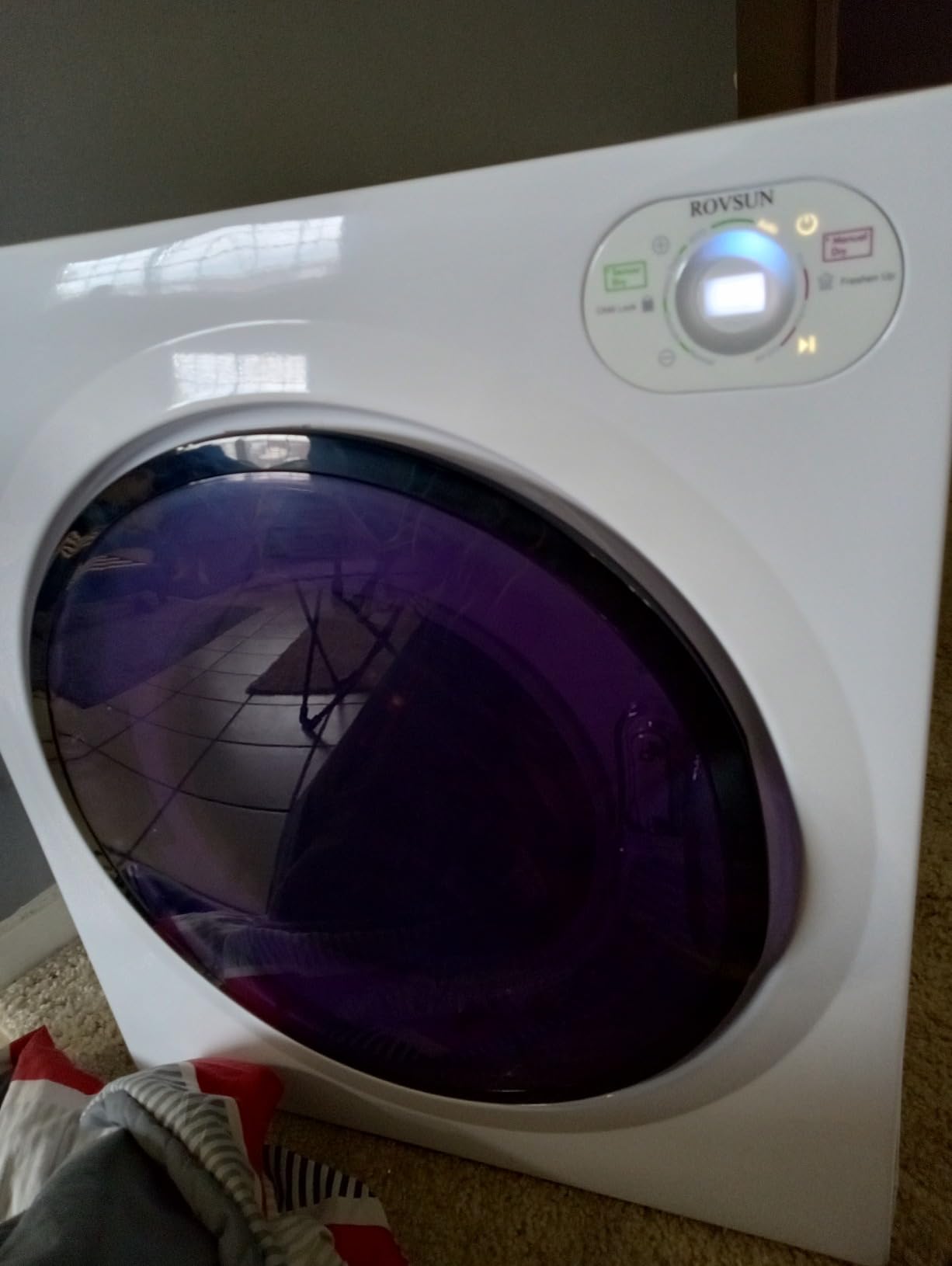ROVSUN 2.6 Cu.Ft Portable Clothes Dryer, 1400W Fast Drying Front Load Tumble Laundry Dryer with Stainless Steel Tub & LCD Control Panel Six-Mode for Apartment, Home, Dorm customer photo 1