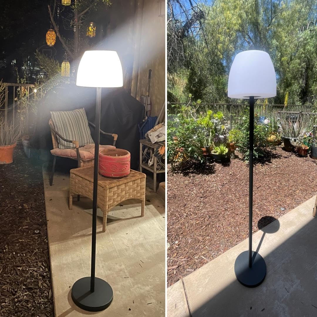 Qnkaa Outdoor Floor Lamp Solar Outdoor Lamps for Patio Waterproof Shower Lamp,LED Cordless Floor Lamp with Light Sensor,Rechargeable Dimmable Floor Lamp Warm White+RGB Solar Lamp for for Garden customer photo 1