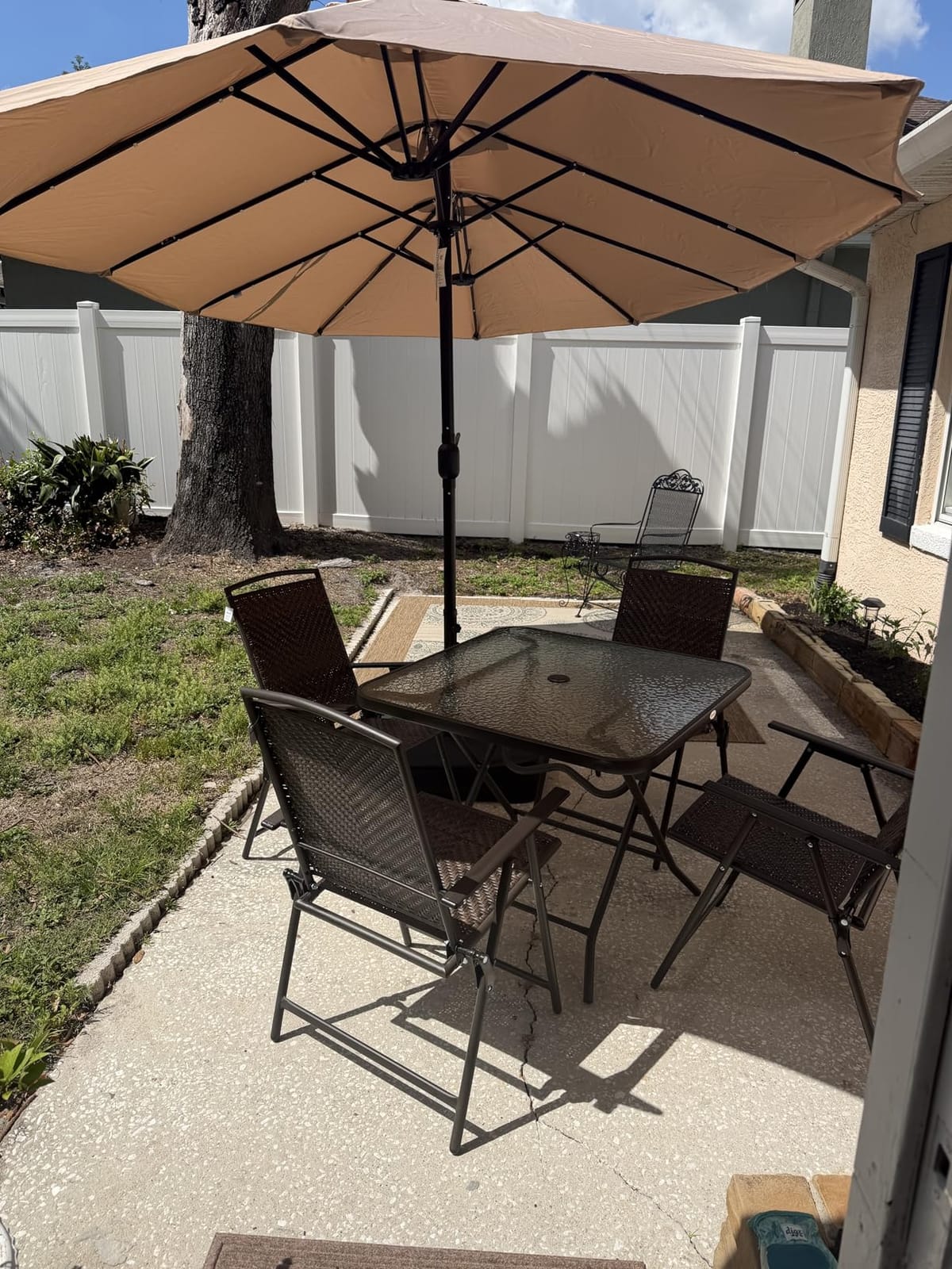 Outsunny 5 Pieces Wicker Patio Dining Set Foldable Dark Brown customer photo 1
