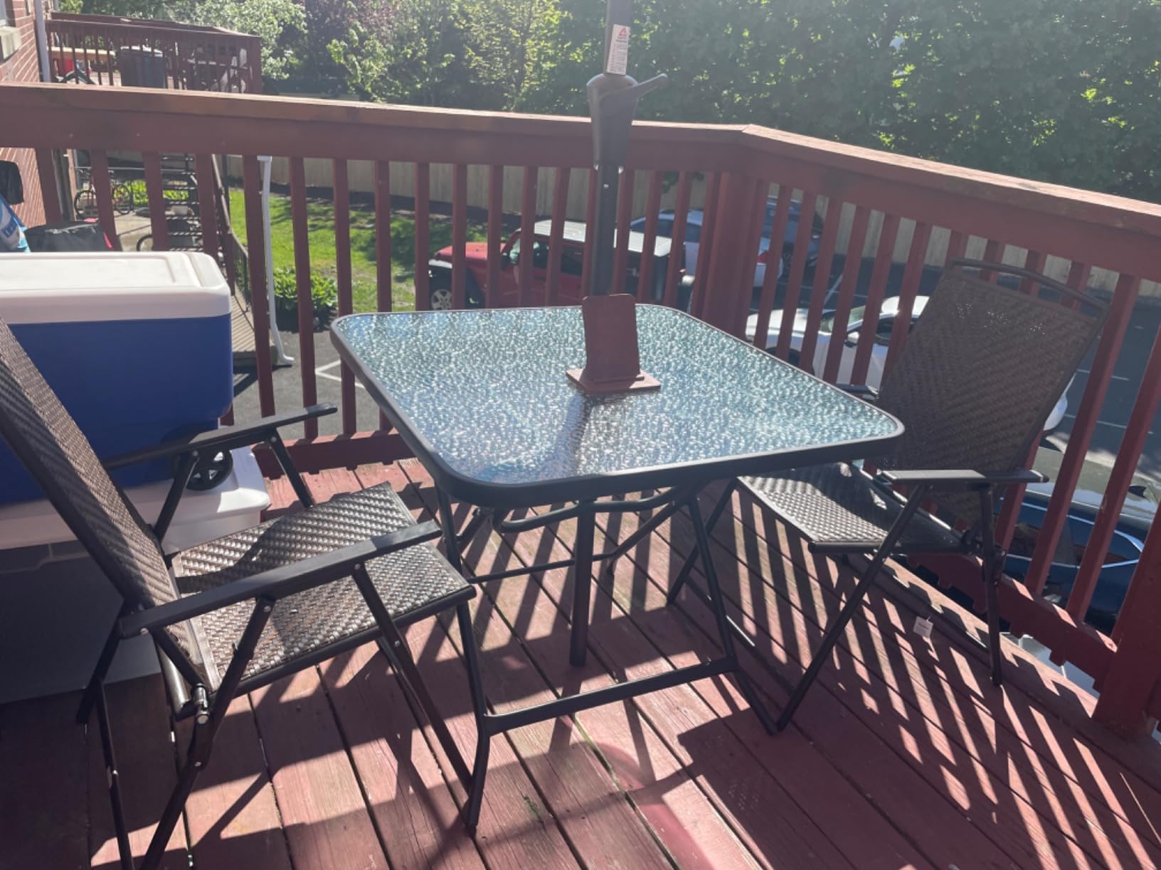 Outsunny 5 Pieces Wicker Patio Dining Set Foldable Dark Brown customer photo 2
