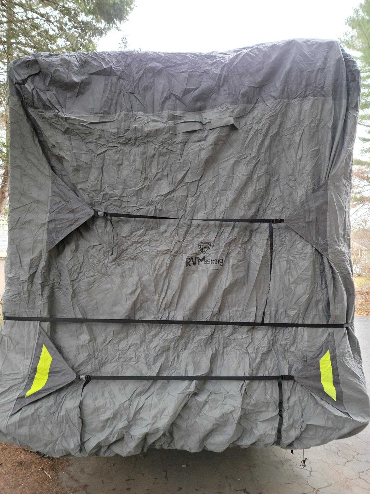 RVMasking Travel Trailer RV Cover, 9-Layer Heavy Duty Waterproof, 28-31ft | Dark Gray Camper Cover for Toy Hauler, Windproof, UV resistant, 3Pcs Reinforced Straps, Tongue Jack Cover, 4 Tire Covers customer photo 1