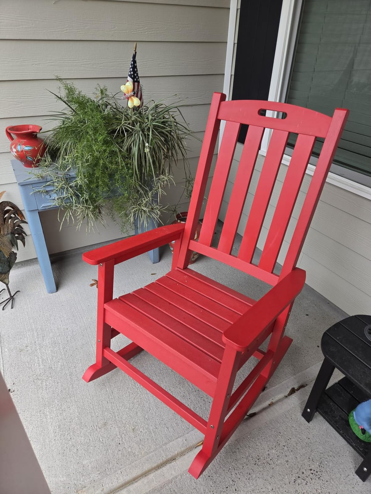 Psilvam Oversized Outdoor Rocking Chair, HDPE Porch Rocker (Dark Brown) customer photo 1