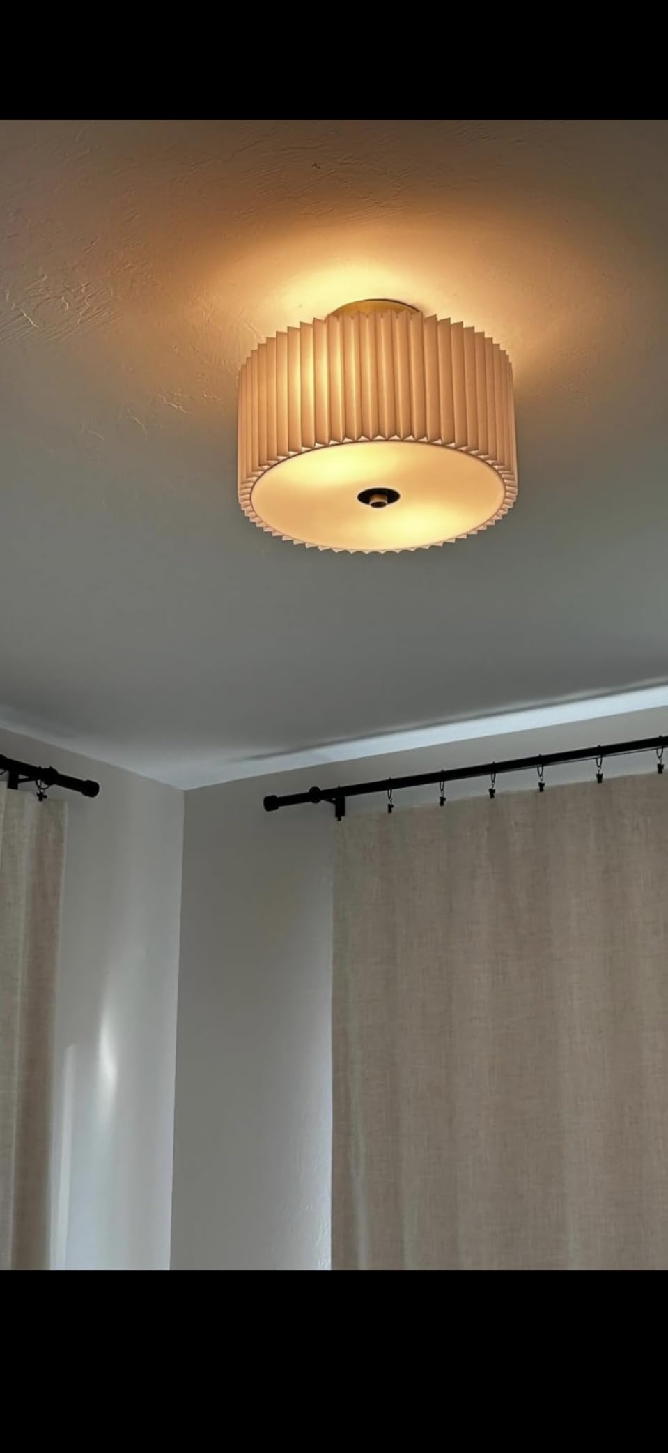 Bargeni Semi Flush Mount Ceiling Light, Black Drum Light Fixture, 12.5