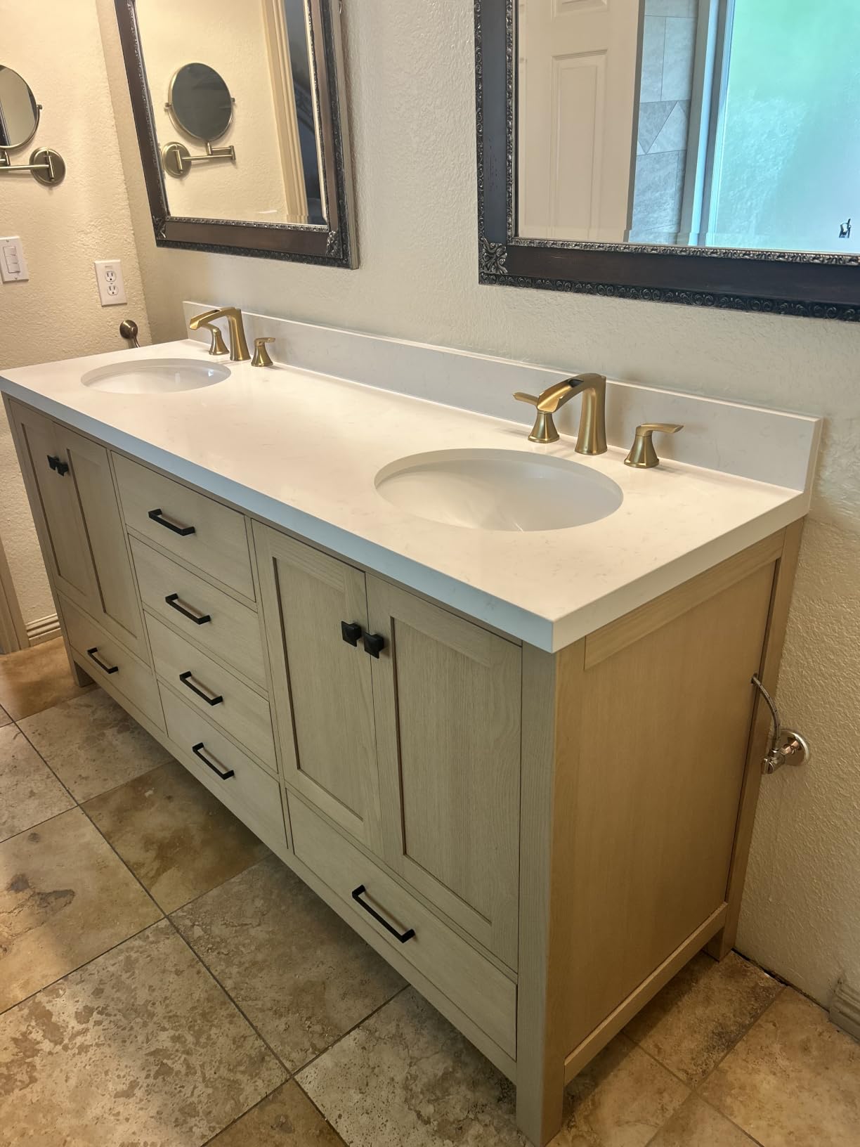 Fapully Brushed Nickel Bathroom Faucet 3 Hole, Waterfall 8 Inch Widespread customer photo 1