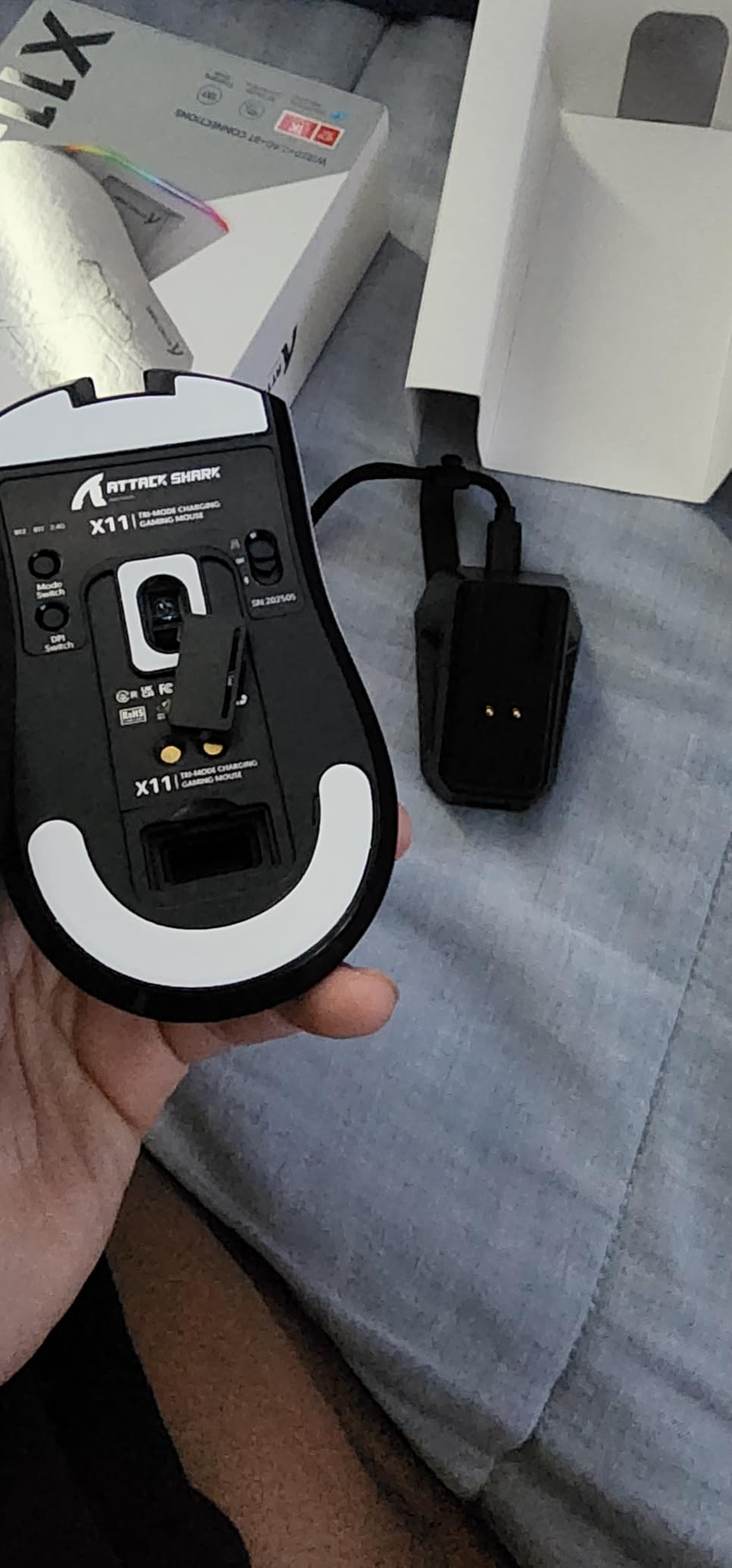 ATTACK SHARK X11 Wireless Gaming Mouse, PAW3311 Sensor, Lightweight, RGB Charging Dock, 22,000 DPI, Tri-Mode Connectivity, 5 Programmable Buttons, Grip Tape Included - Black customer photo 1