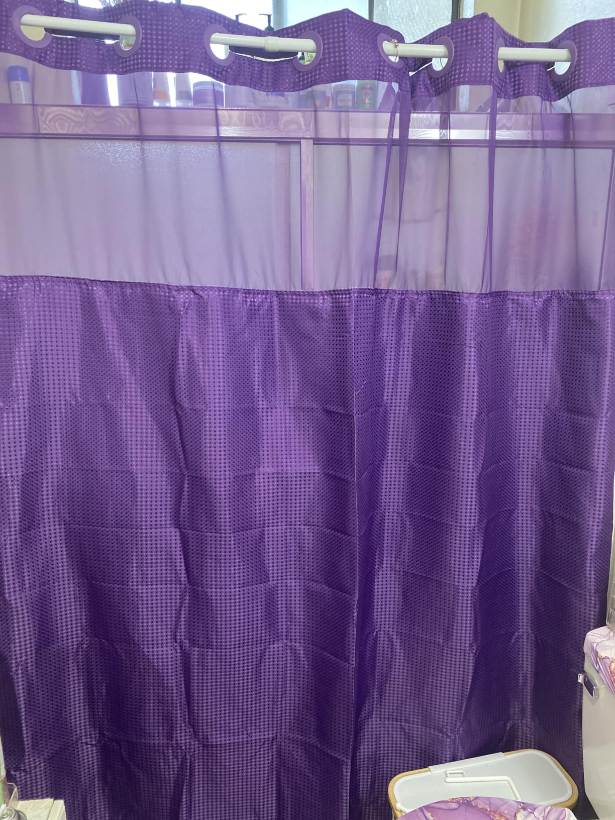 Colorful Star Sage Green No Hook Waffle Shower Curtain Set, 72 x 75 Inch | Waterproof Shower Curtain with Snap in Fabric Liner and Mesh Top Window, Hotel Style Heavy Duty Thick Bathroom Curtain customer photo 1