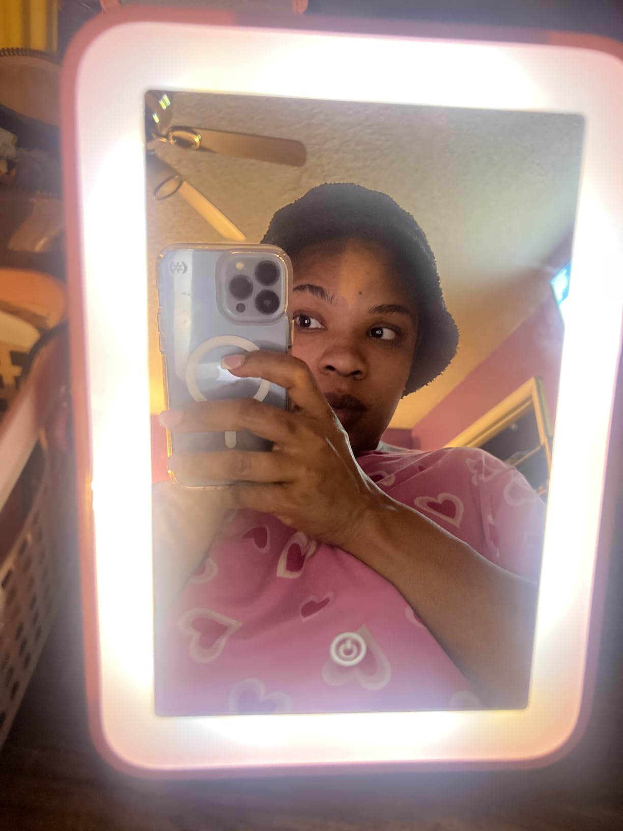YEKKOPT Travel Makeup Mirror with Lights, Portable Small Beauty LED Vanity Mirror with Lights, 1200mAh Battery, Dimmable Touch Screen, Tabletop Folding Compact Mirror,Women Gift customer photo 2