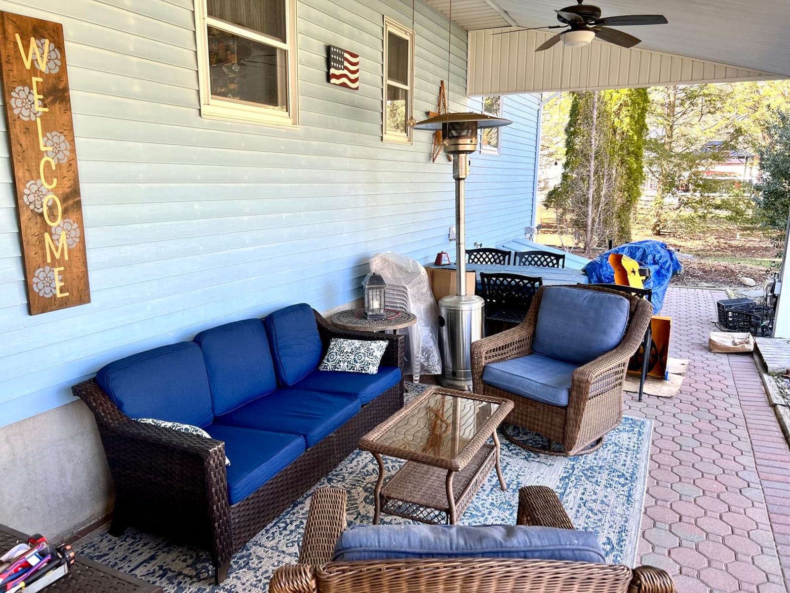 Joyside Patio Sofa - 3 Seater Rattan Sofa, All Weather High Back Sofa, Upgraded Large Size with 4inch Seat Cushions for Backyard, Garden, Poolside (Brown/Beige) customer photo 1