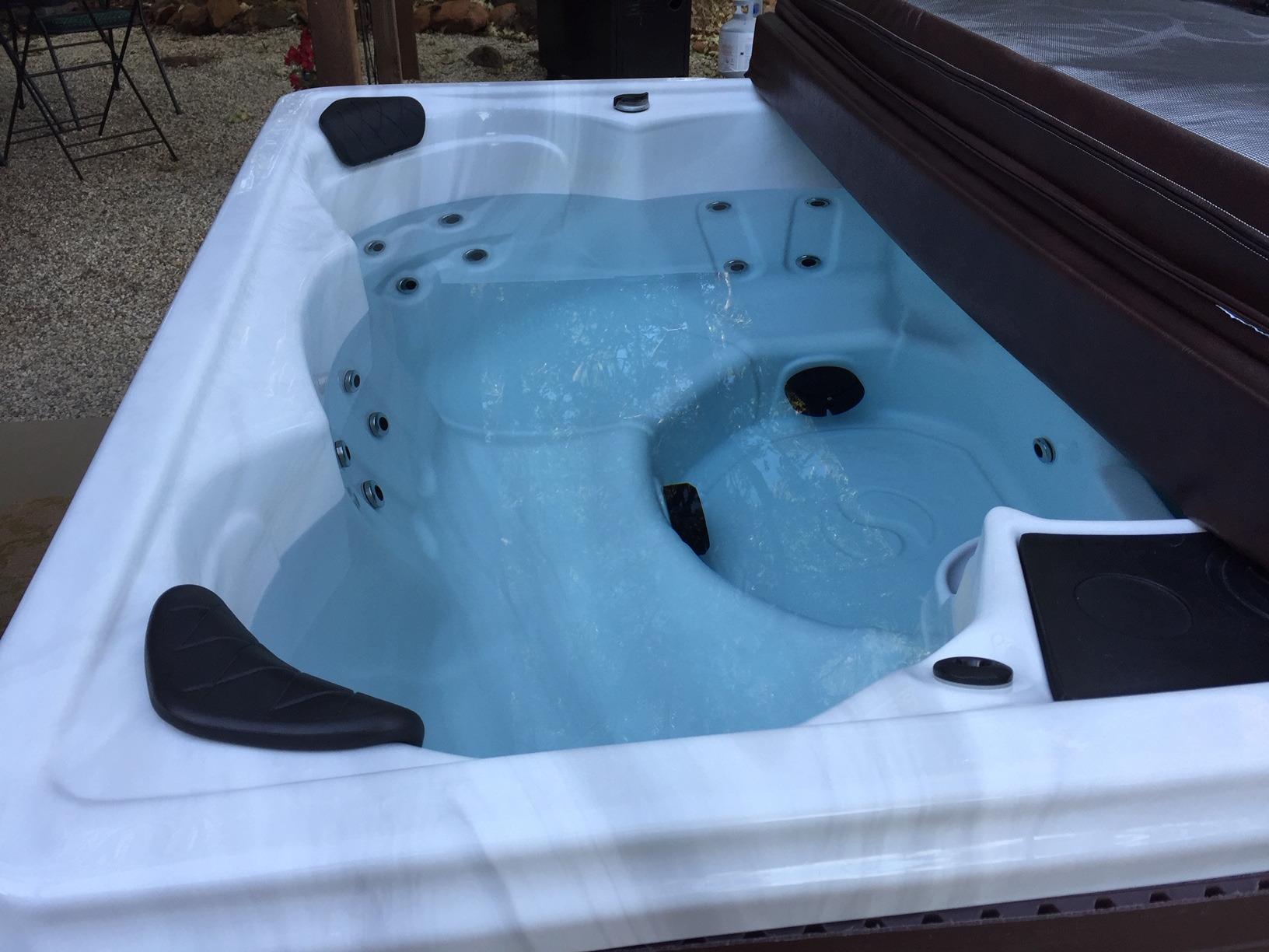 Destination Outdoor Hot Tub, 6-Person 59-Jet 80-Port 4-Pump Non-Lounger Spa with Waterfall Arch and Bluetooth Stereo by Aqualife by Strong Spas, Grey customer photo 1