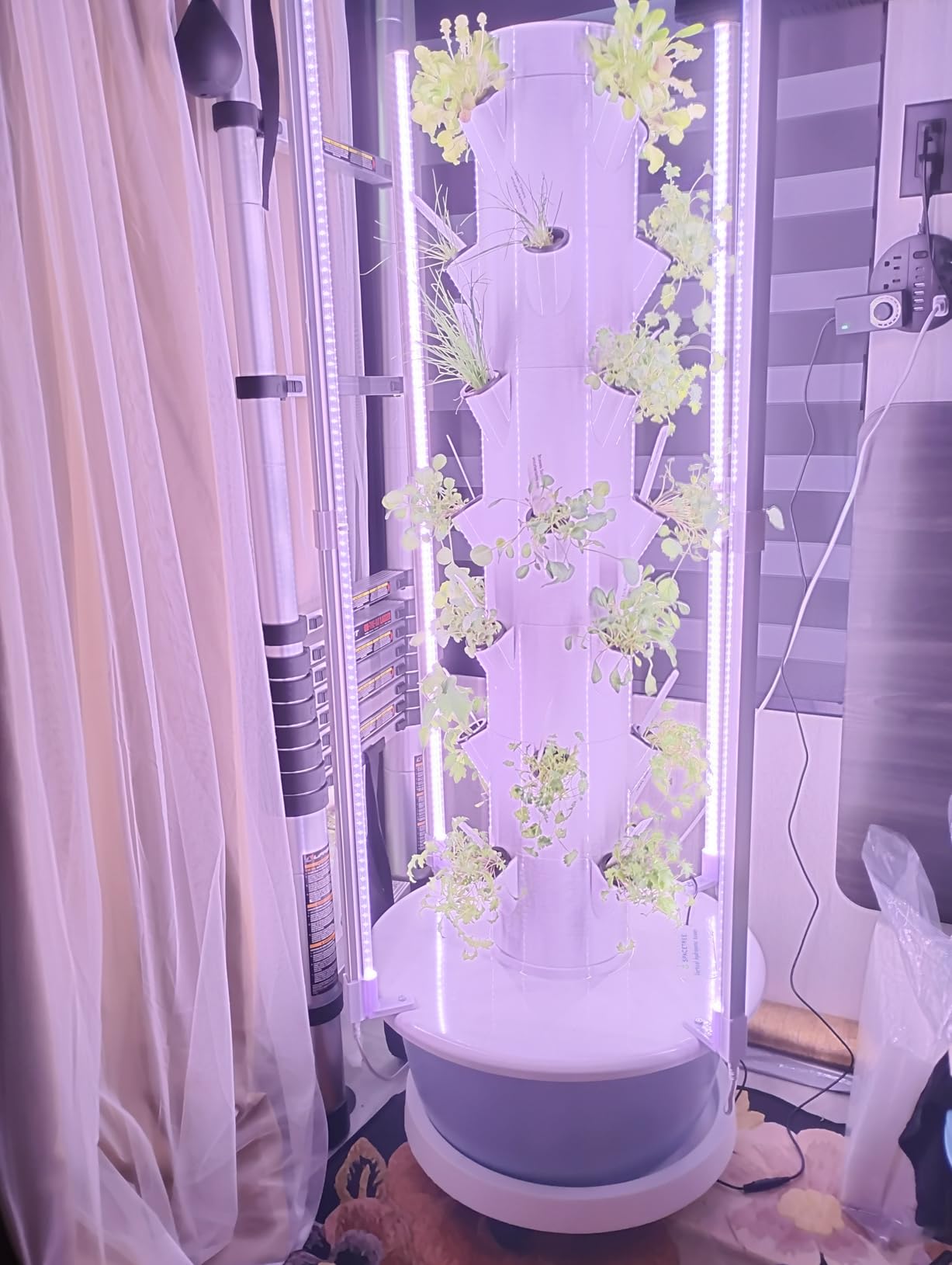 BAOSHISHAN Hydroponic Growing Tower with LED Grow Light, 7 Tiers 28 Pods | Full Spectrum Vertical Hydroponics Growing System, with 30L Water Tank, Beginner-Friendly, Ideal for Lettuce Herbs Vegetables customer photo 2
