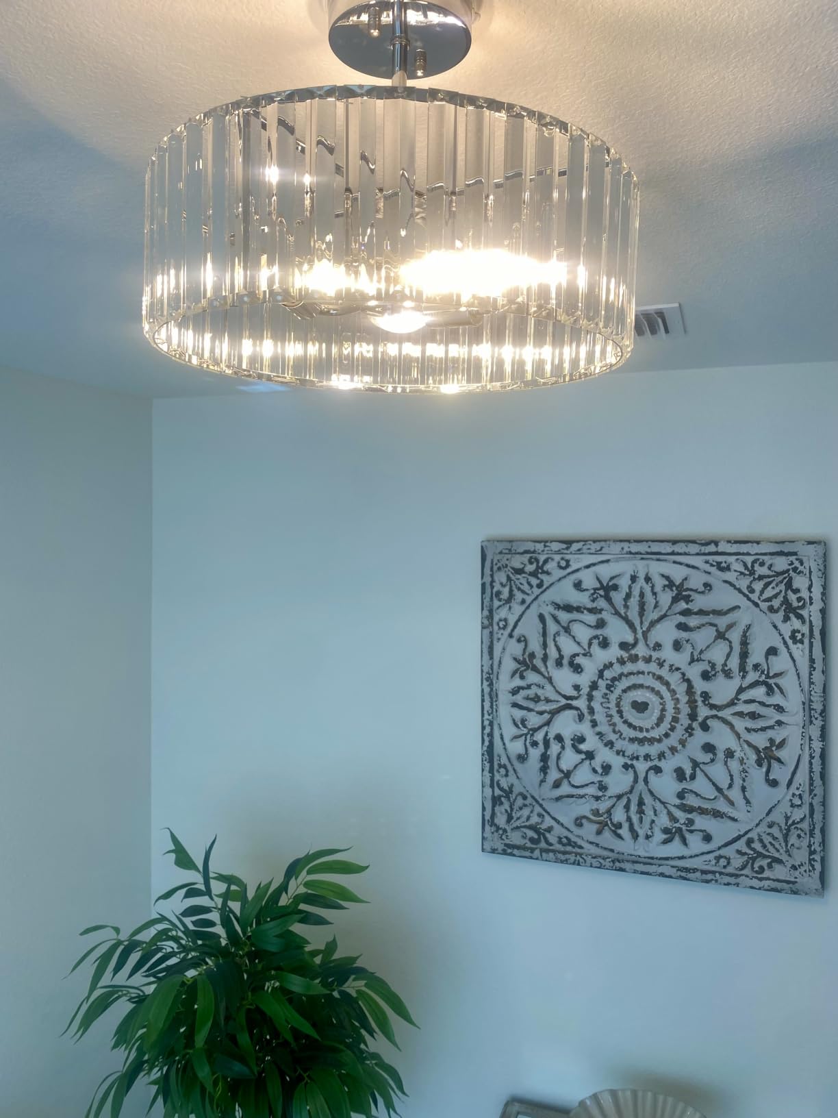 Pevfah Crystal Black Ceiling Light, 1-Light Semi Flush Light Fixture, 9 in customer photo 1