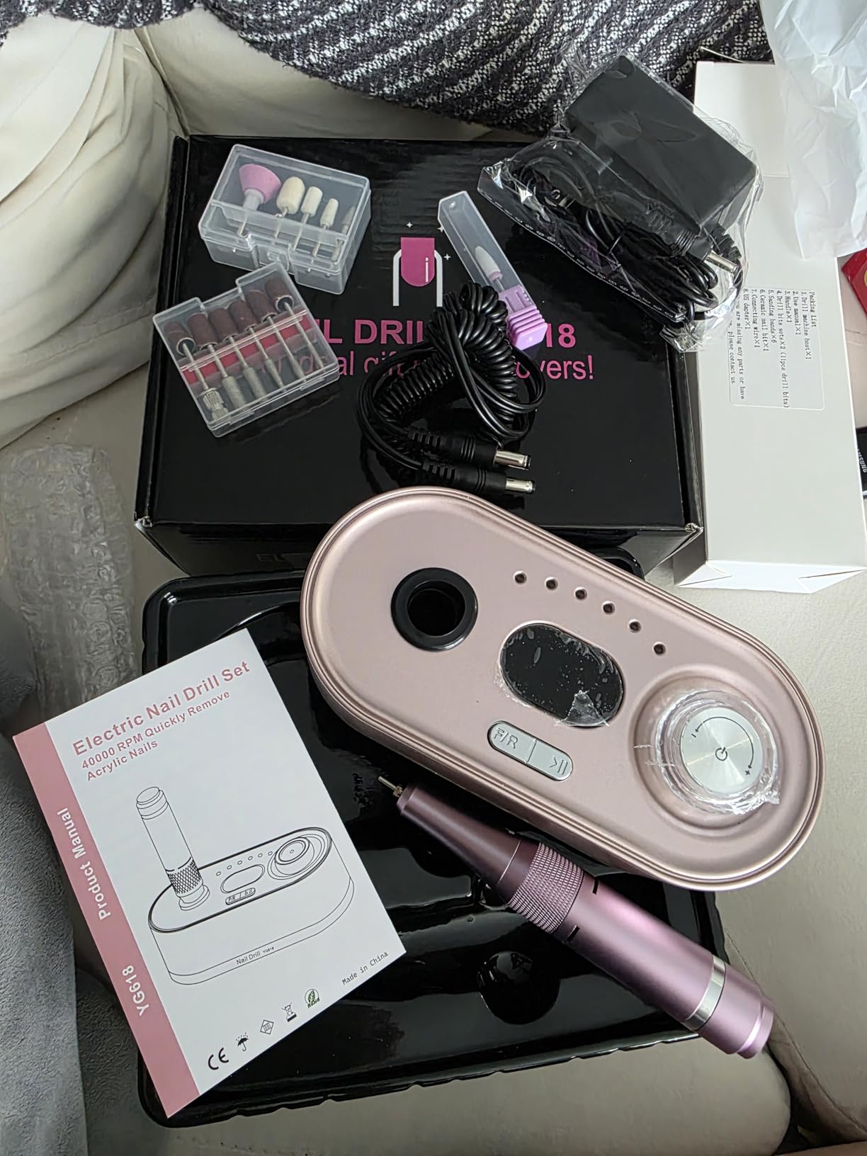 JOSGLOI 40000RPM Professional Nail Drill E-File for Gel Polish Removal | LCD Display; Smooth Stepless Control; Quiet Low-Vibration; Ideal for Manicure Pedicure Nail Prep, Salon & Home DIY Nail Care customer photo 1