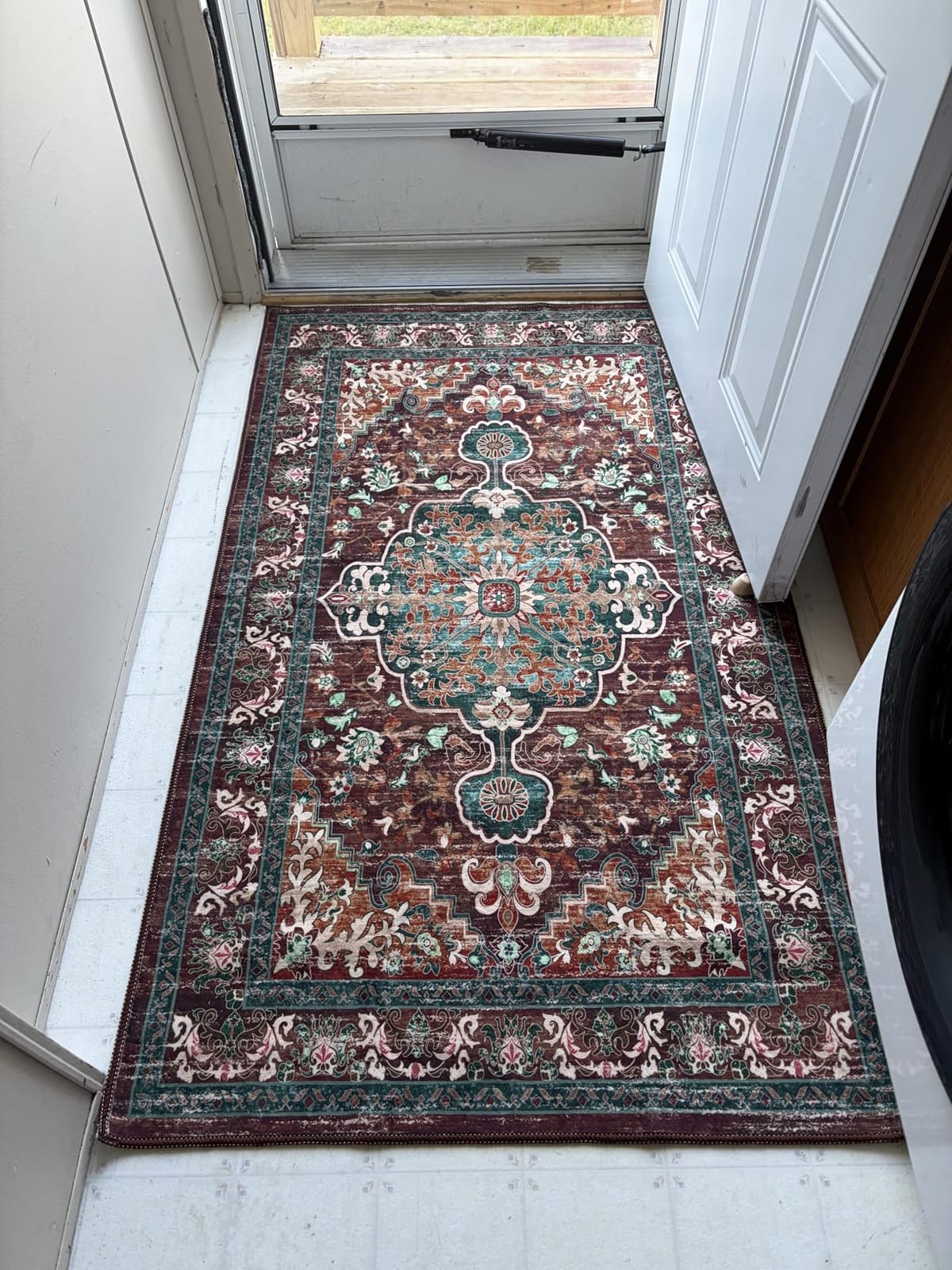U'Artlines Boho Vintage Area Rug 5x7 Machine Washable Carpet, Rust＆Teal customer photo 1