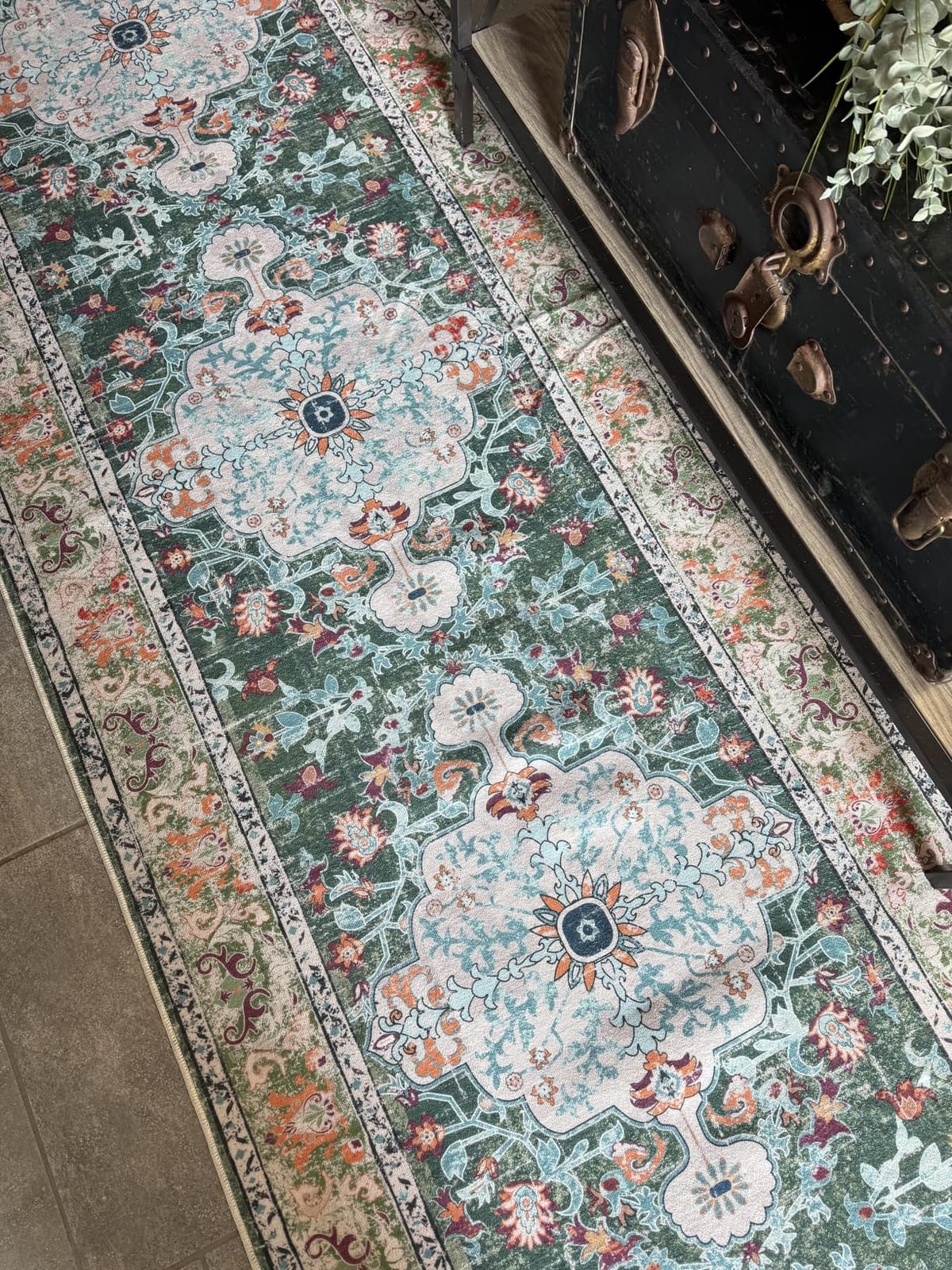 U'Artlines Boho Vintage Area Rug 5x7 Machine Washable Carpet, Rust＆Teal customer photo 2