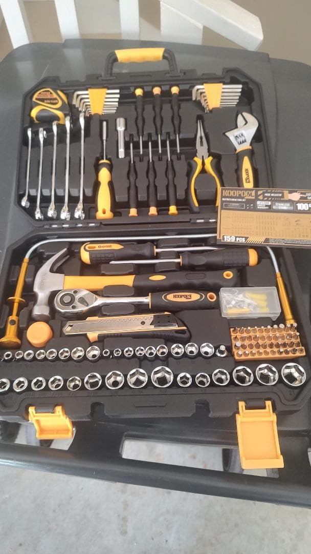 KOOPOOL Tool Set, Tool Box Kit for Mechanic and Car, General Household Home Tool Kit, Basic Tool Kit for Home Auto Repair, with Storage Case customer photo 1