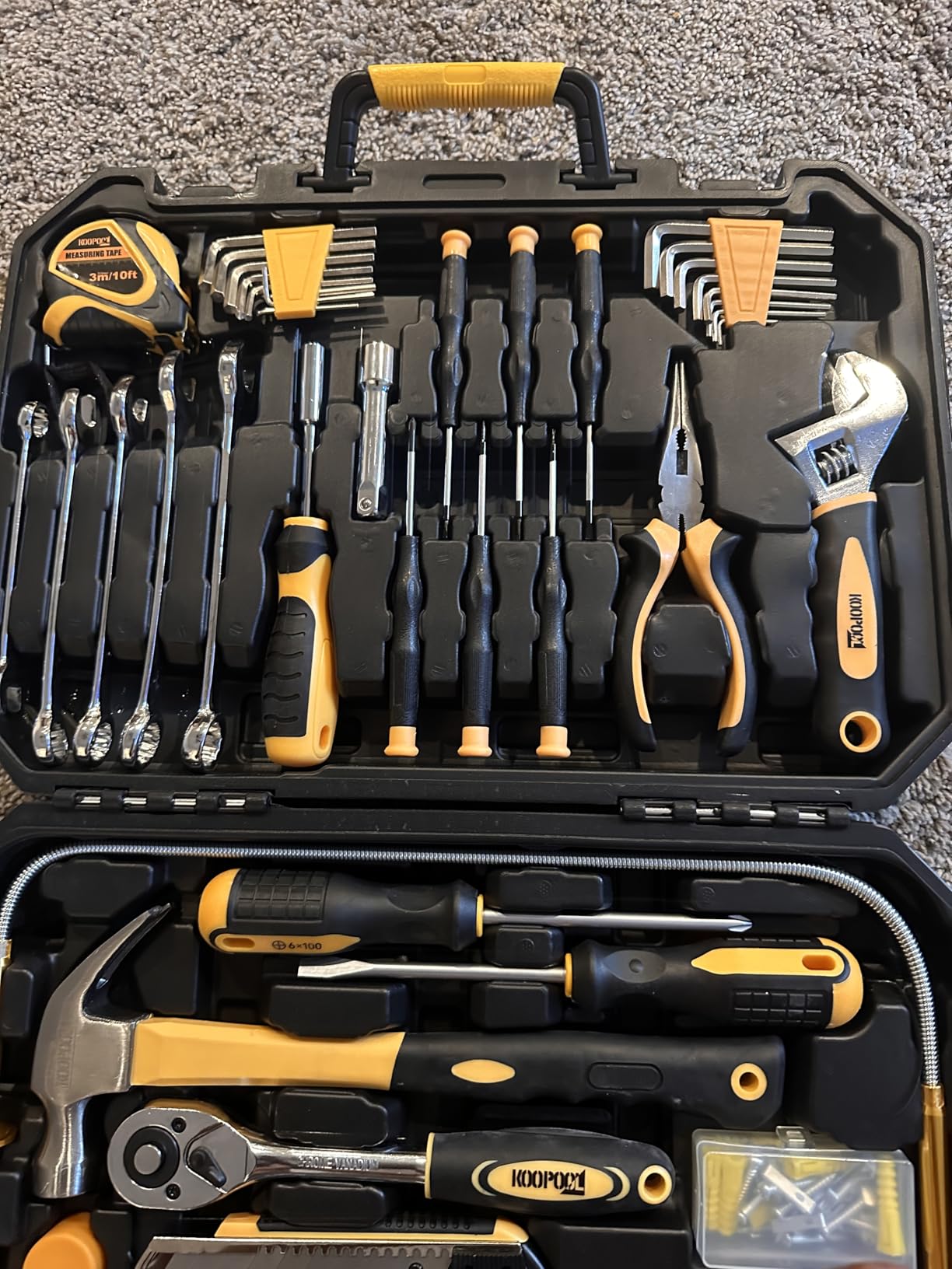 KOOPOOL Tool Set, Tool Box Kit for Mechanic and Car, General Household Home Tool Kit, Basic Tool Kit for Home Auto Repair, with Storage Case customer photo 2