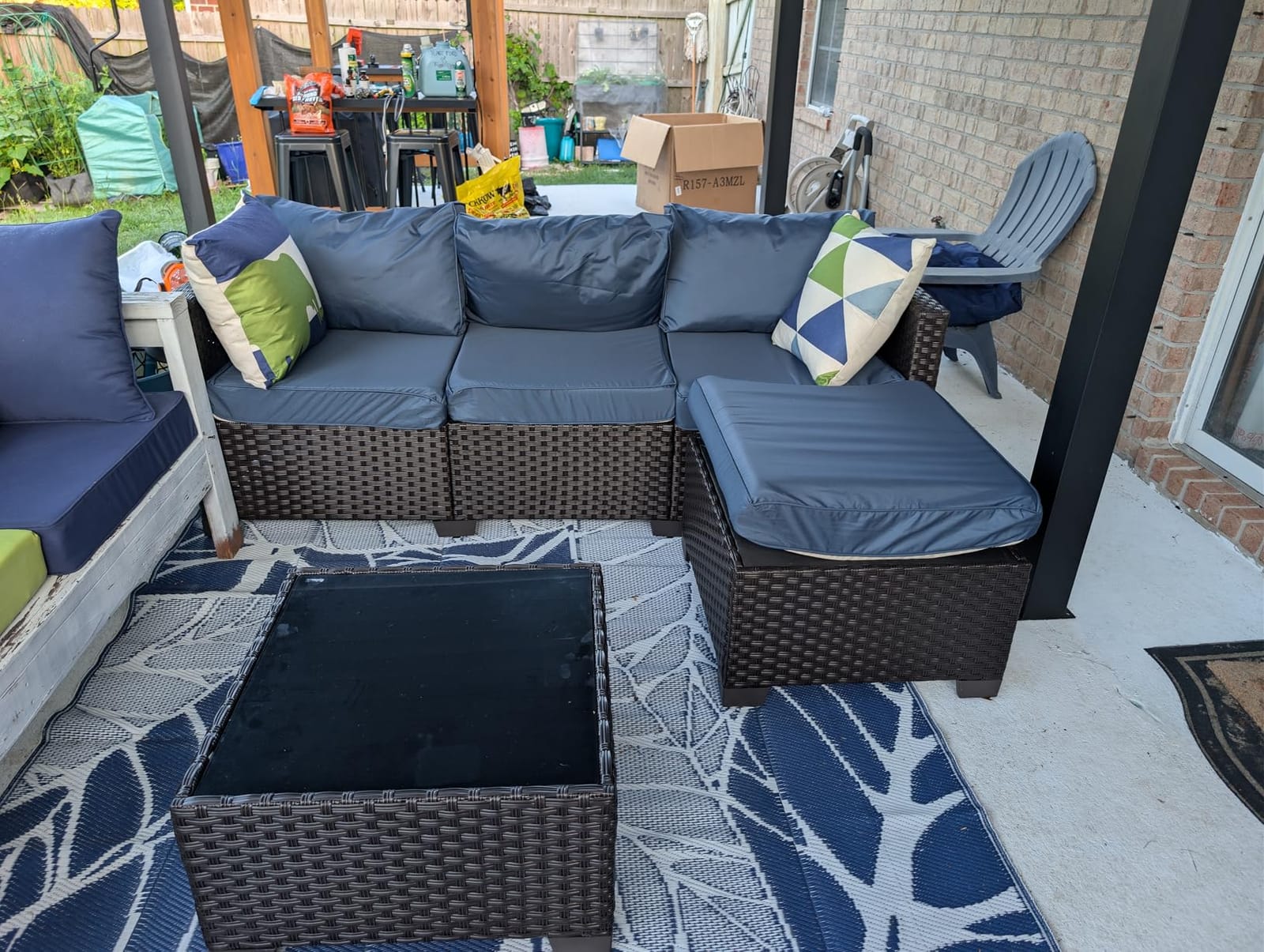 Rattan Star Patio Furniture Set 3 Piece Outdoor Sectional Sofa Set with Wicker Couch, Ottoman, Patio Table All-Weather Non-Slip Cushions and Waterproof Covers, Khaki customer photo 1