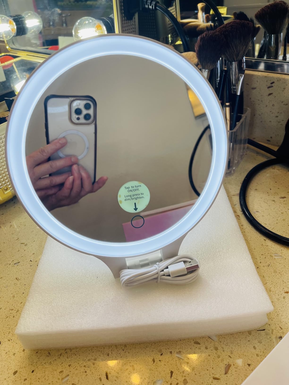 FASCINATE Travel 30X/1X Magnifying Mirror with Light Double Sided Mirror customer photo 1