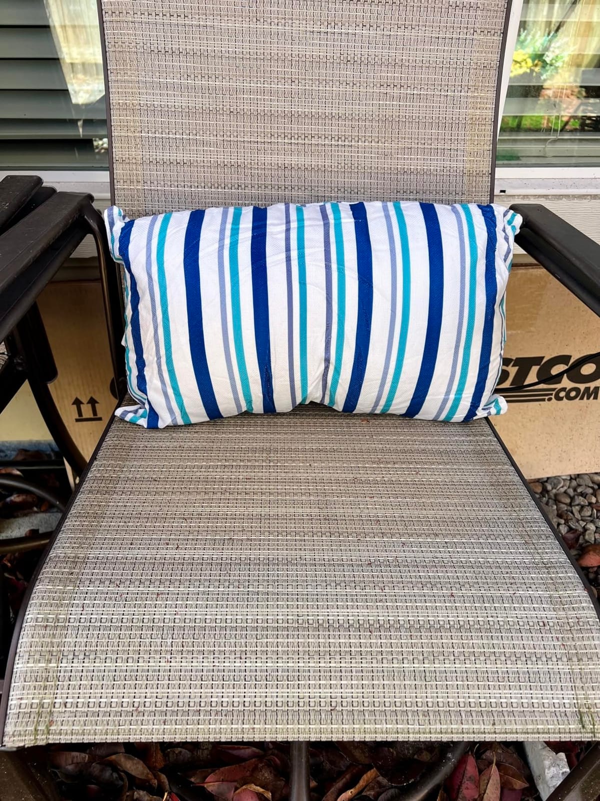 Chaise Head Rest Pillows Set of 2, Waterproof Outdoor Lounge Pillow Lumbar Pillows with Insert Adjustable Elastic Strap Decorative Pillows for Patio Beach Pool Chair, Dark Blue Gray customer photo 2