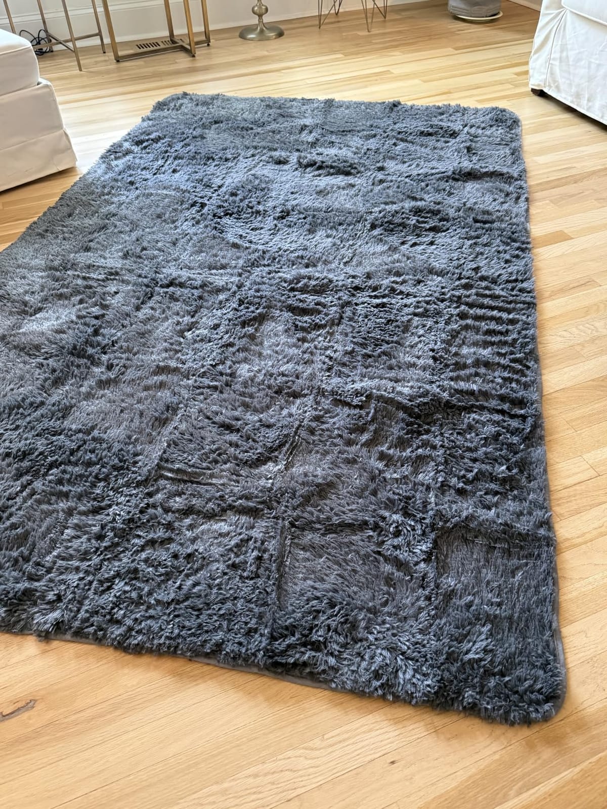 OLANLY 2x3 Machine Washable Small Bedside Rug, Soft Fluffy Shaggy Entryway Throw Rugs for Bedroom, Living Room, Indoor Floor Carpet for Kids Girls and Boys, Nursery Rooms, Home Decor Aesthetic, Grey customer photo 2