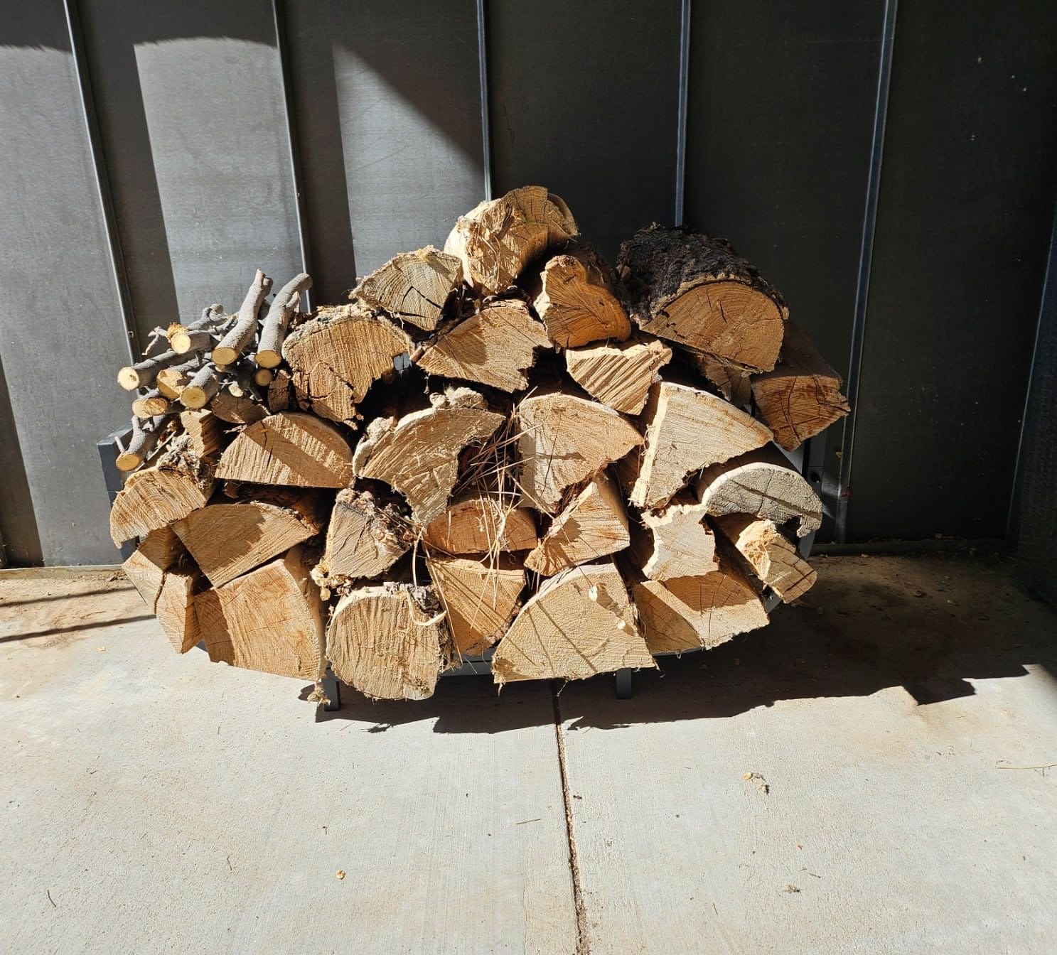 HIHADUUM 34in Firewood Rack Outdoor Indoor with Log Carrier Bag - Heavy Duty Firewood Holder Storage with 400lbs Load Capacity Durable Log Holder Keep Firewood Organized Space Saving customer photo 2