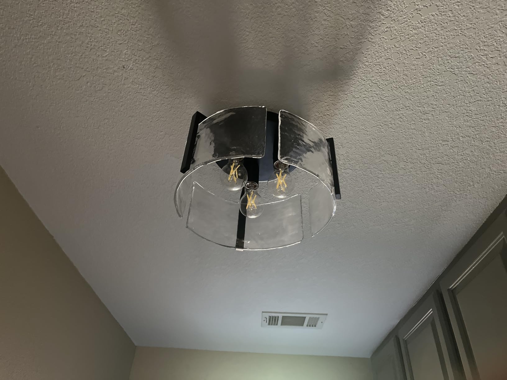Black Semi Flush Mount Ceiling Light Fixture, 3-Light Modern Hallway Light Fixtures Ceiling Mount, Foyer Kitchen Lighting Fixtures Ceiling Lights for Bedroom, Bathroom, Laundry Room, Entryway, Hallway customer photo 2