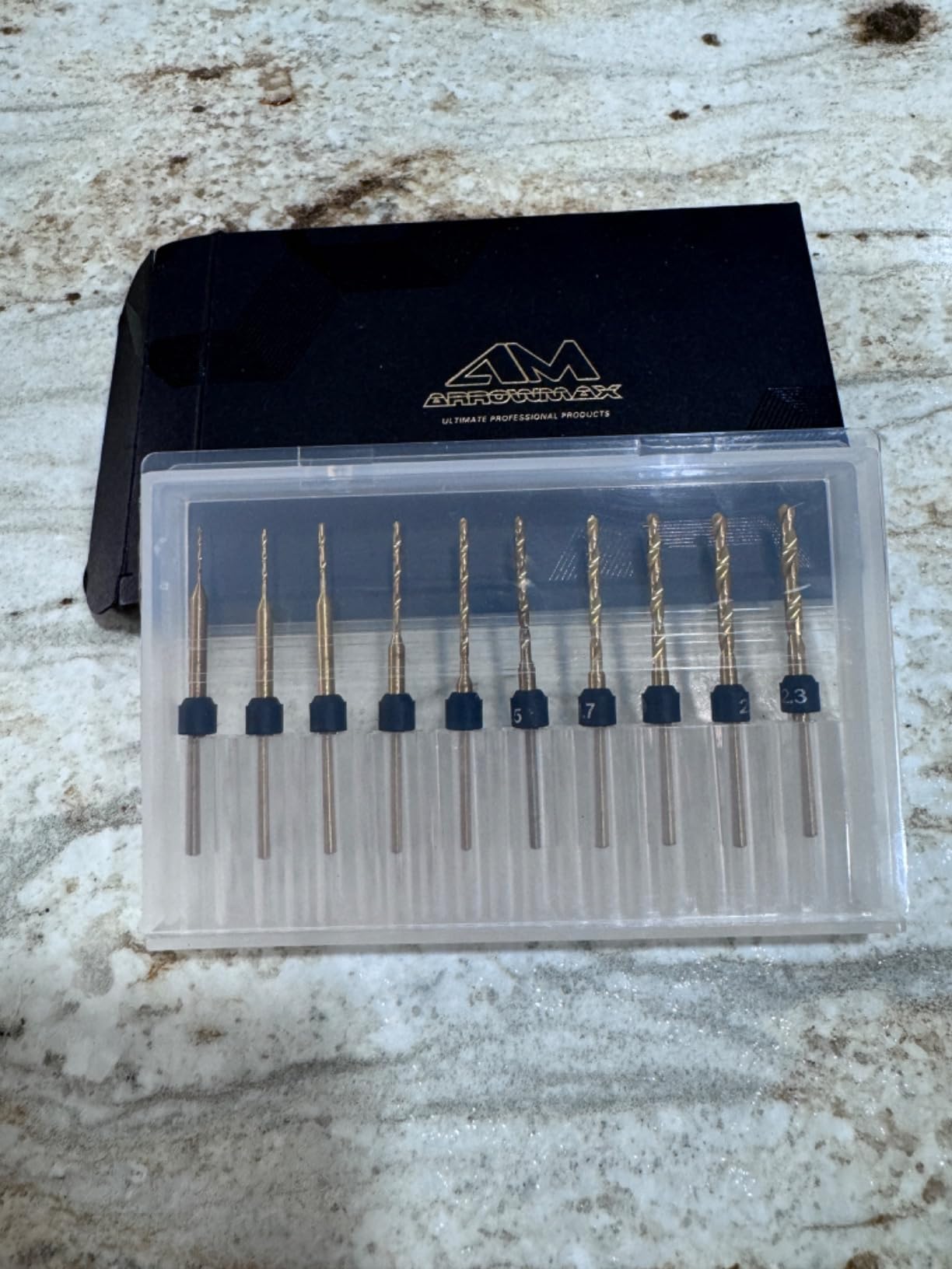 AM ARROWMAX Twist Mini Micro Drill Bits Set, 0.5mm-2.3mm, Size Marked, Titanium Coated, M35 High Speed Steel Jewelry Drill Bits, 3/32-Inch Shank customer photo 1