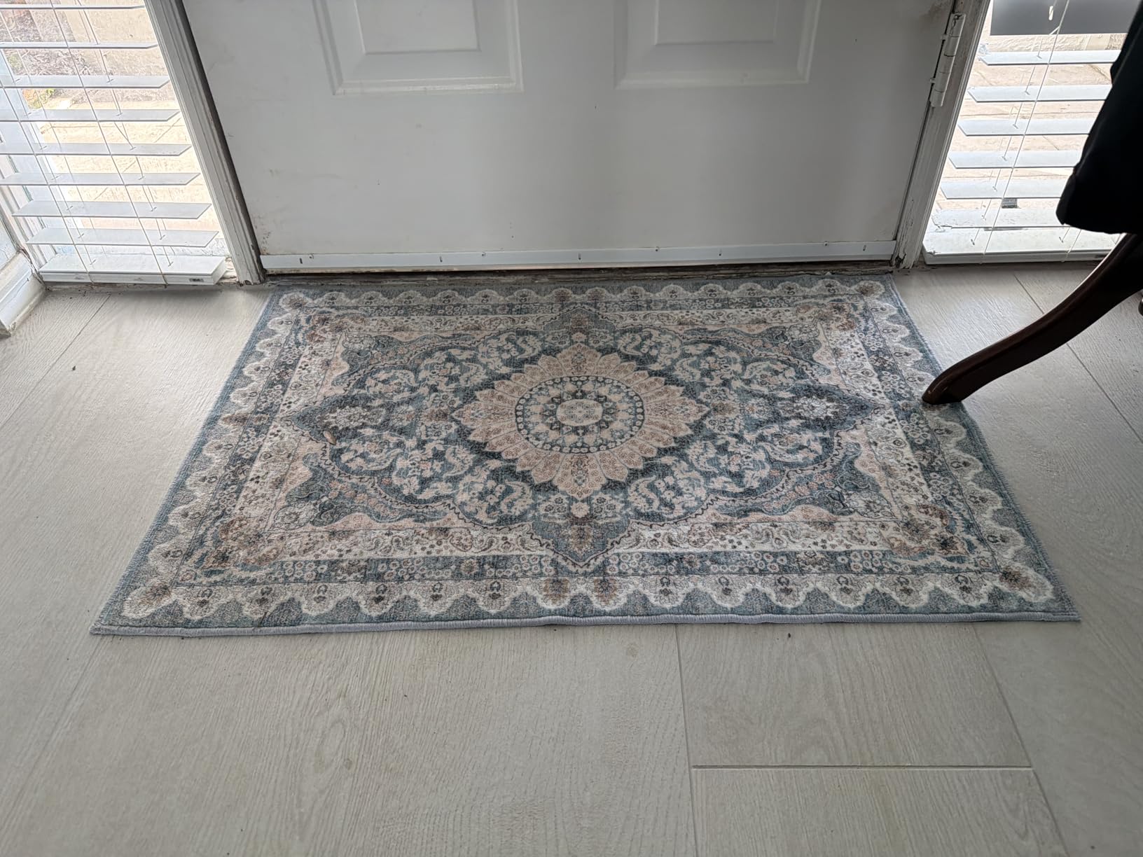 Foxmas 5x7 Blue Washable Area Rugs | Vintage Living Room Rug, Non-Slip Throw Rugs with Rubber Backing Carpet for Bedroom Dining Room Kitchen customer photo 1