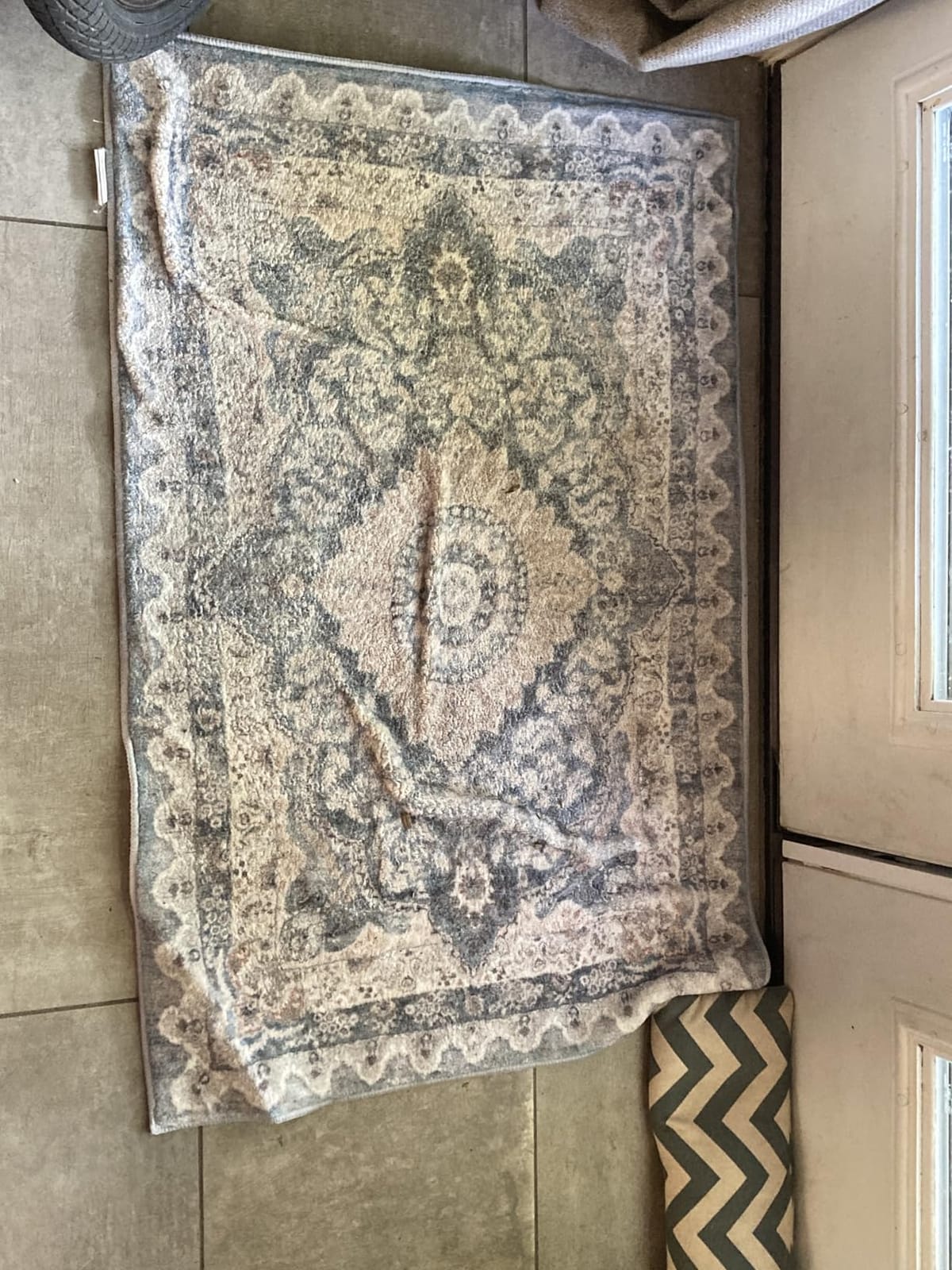Foxmas 5x7 Blue Washable Area Rugs | Vintage Living Room Rug, Non-Slip Throw Rugs with Rubber Backing Carpet for Bedroom Dining Room Kitchen customer photo 2