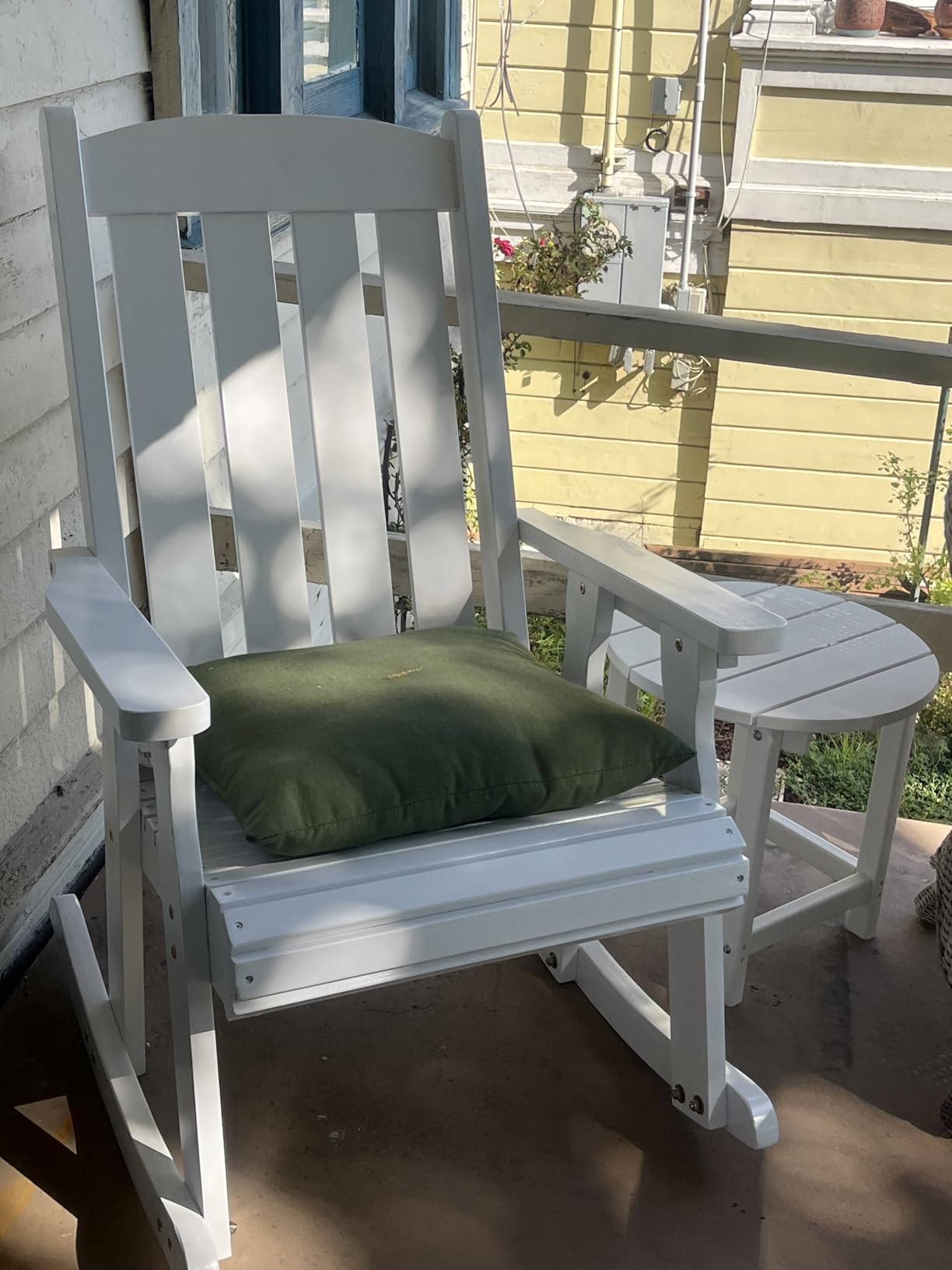 VINGLI Outdoor Rocking Chair, Heavy Duty 600 LBS Wooden Rocker, Teak(1PC) | High & Comfortable Backrest, Weatherproof Patio Rocker with Ergonomic Design, for Patio, Garden, Porch customer photo 2