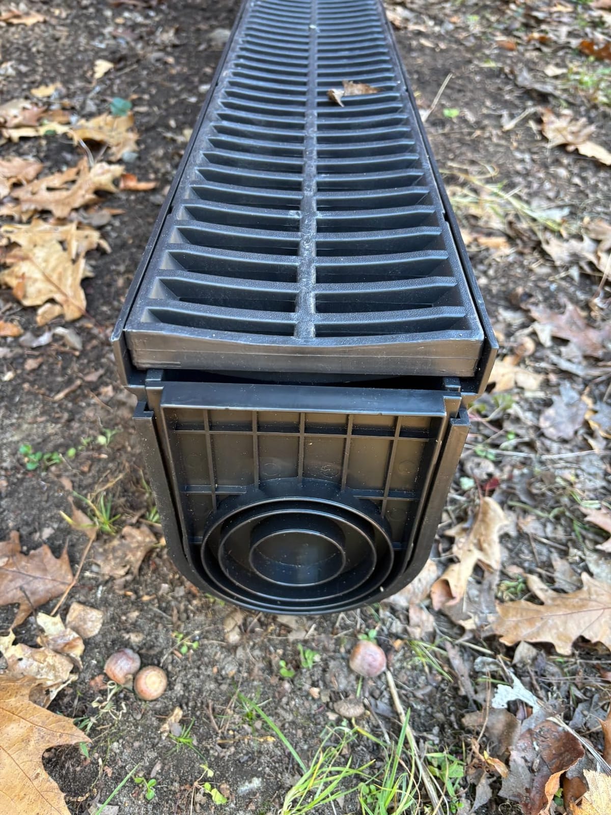 Dollate Trench Drain System, Channel Drain with Plastic Grate, 5.9x5.1-Inch HDPE Drainage Trench, Black Plastic Garage Garden Drain, Trench Drain Grate, with 6 End Caps, Convenient Assembly 6 Pack customer photo 1
